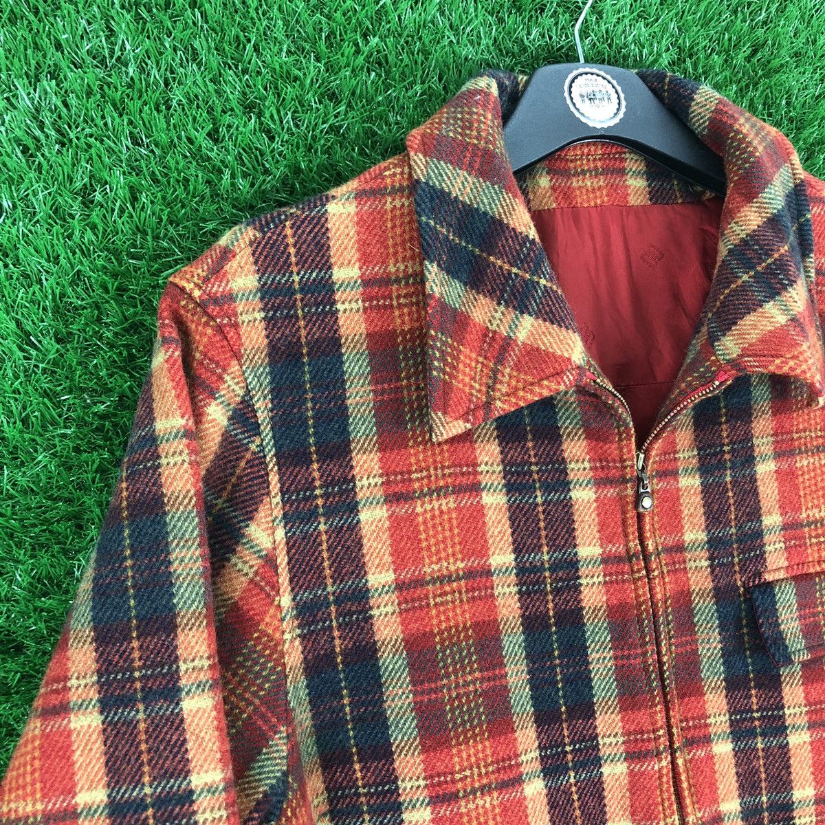 Vintage Vintage Wool Zipper Jacket Wool Checkered by Daks London Size US L / EU 52-54 / 3 - 2 Thumbnail
