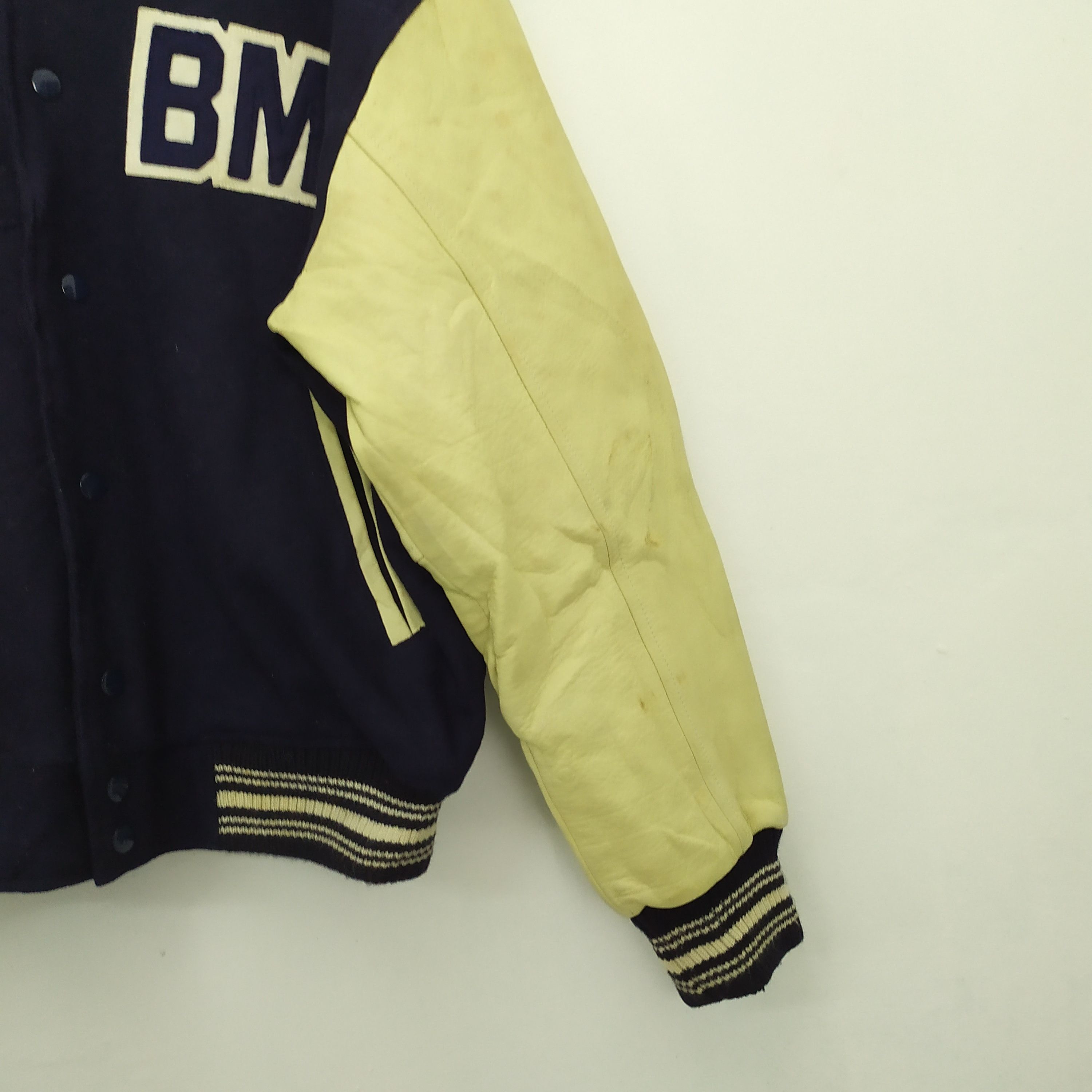 Vintage BLOOMING TOWN WOOL VARSITY JACKET LEATHER SLEEVE Size US L / EU 52-54 / 3 - 5 Thumbnail