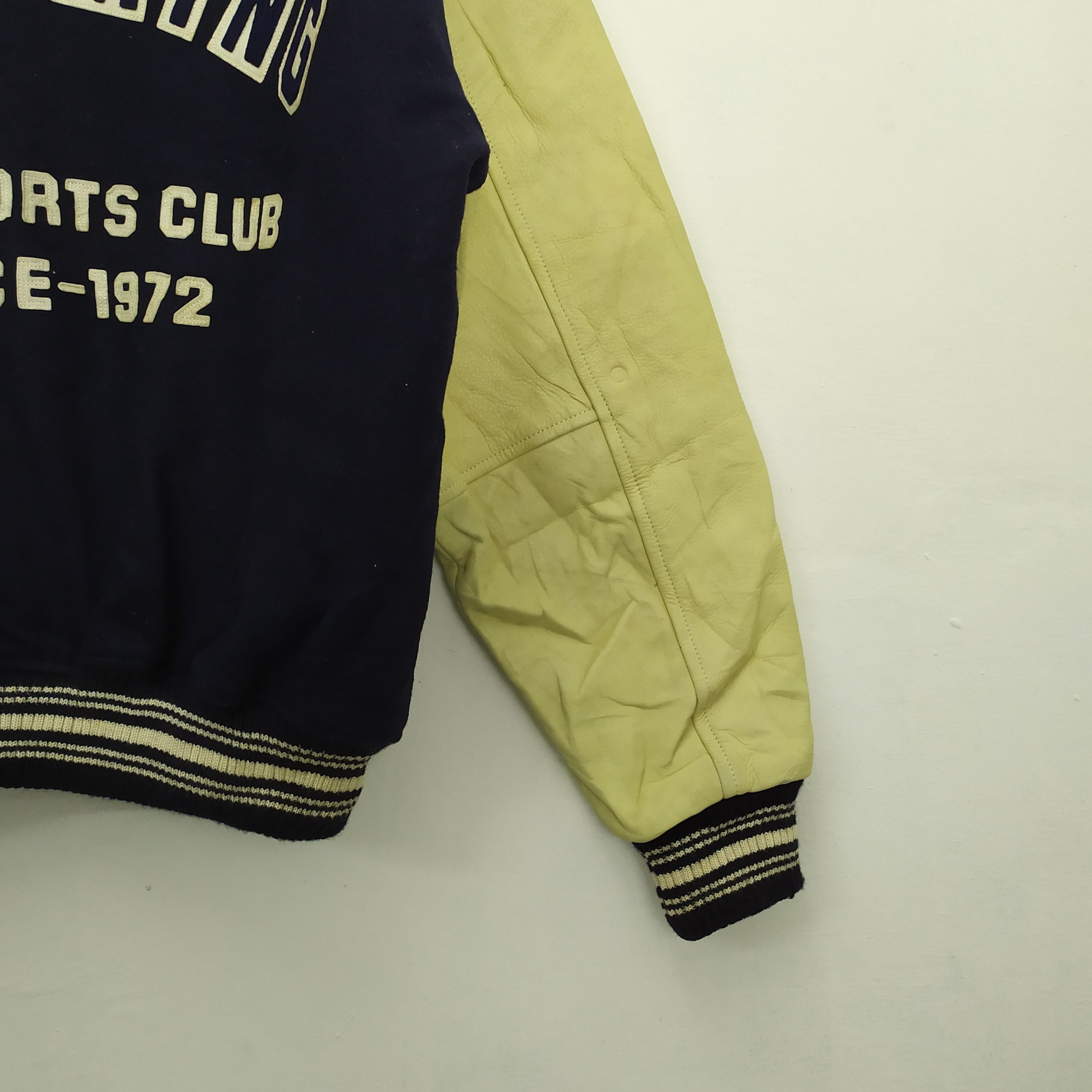 Vintage BLOOMING TOWN WOOL VARSITY JACKET LEATHER SLEEVE Size US L / EU 52-54 / 3 - 9 Thumbnail