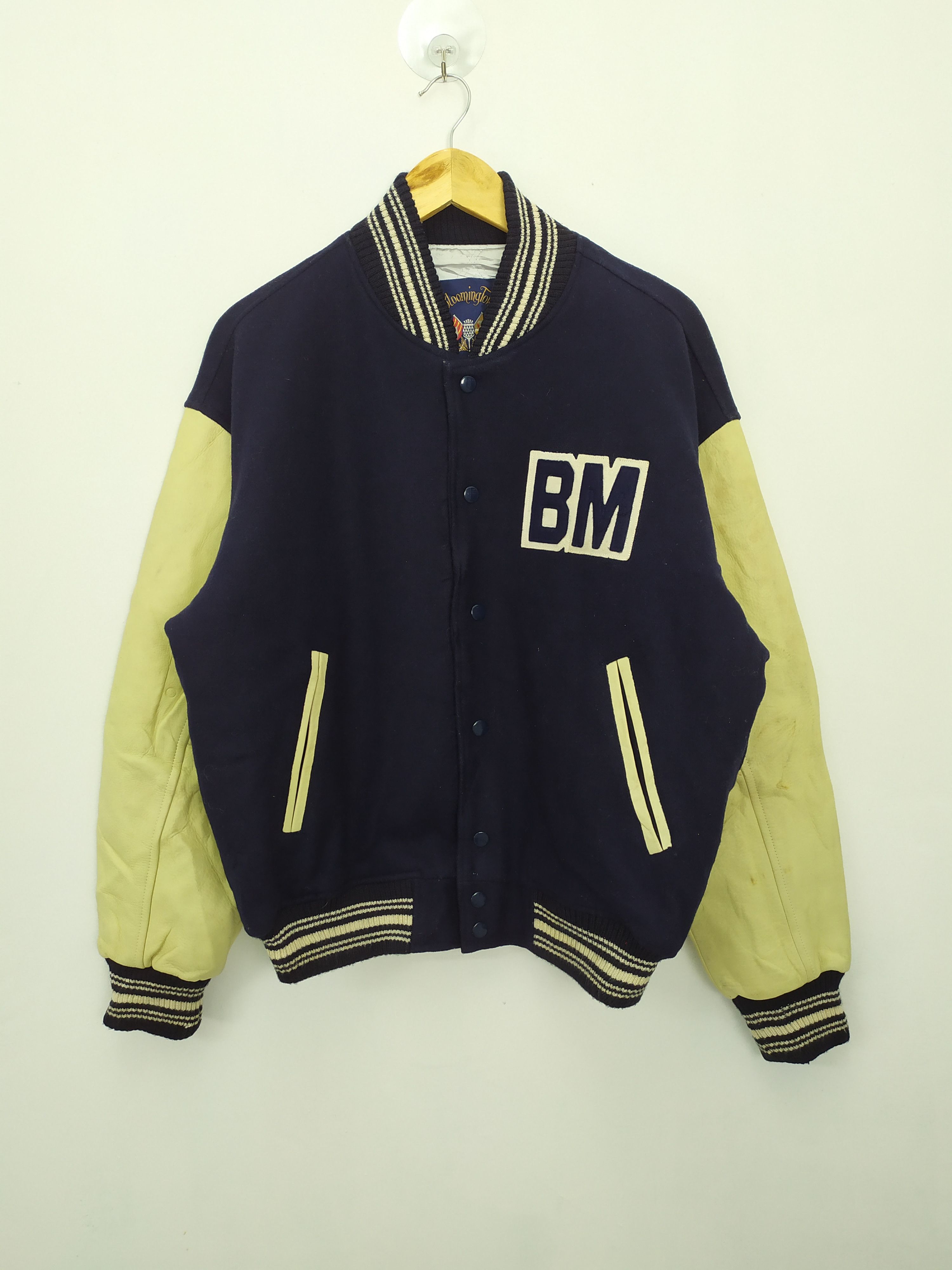 Vintage BLOOMING TOWN WOOL VARSITY JACKET LEATHER SLEEVE Size US L / EU 52-54 / 3 - 2 Thumbnail