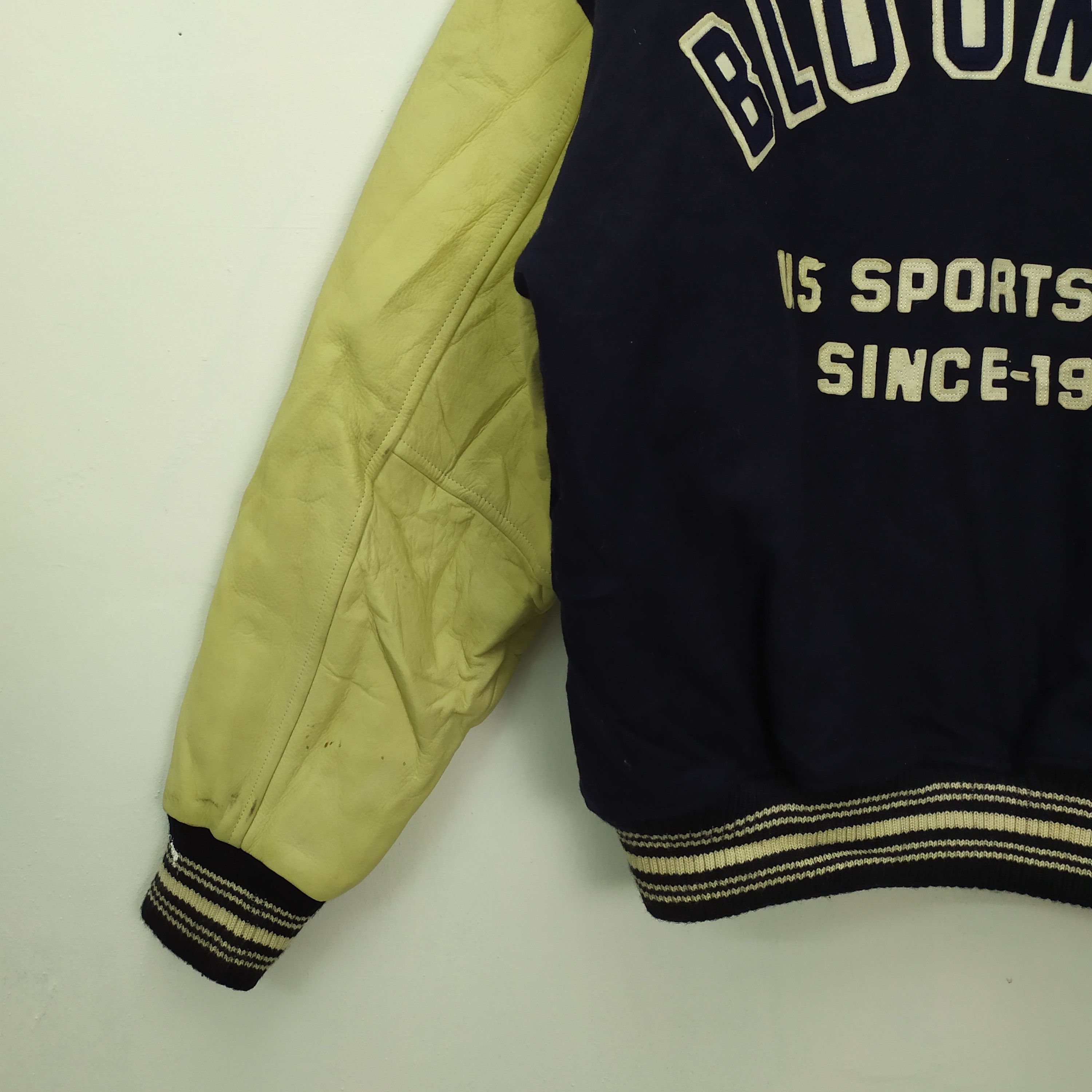 Vintage BLOOMING TOWN WOOL VARSITY JACKET LEATHER SLEEVE Size US L / EU 52-54 / 3 - 10 Thumbnail