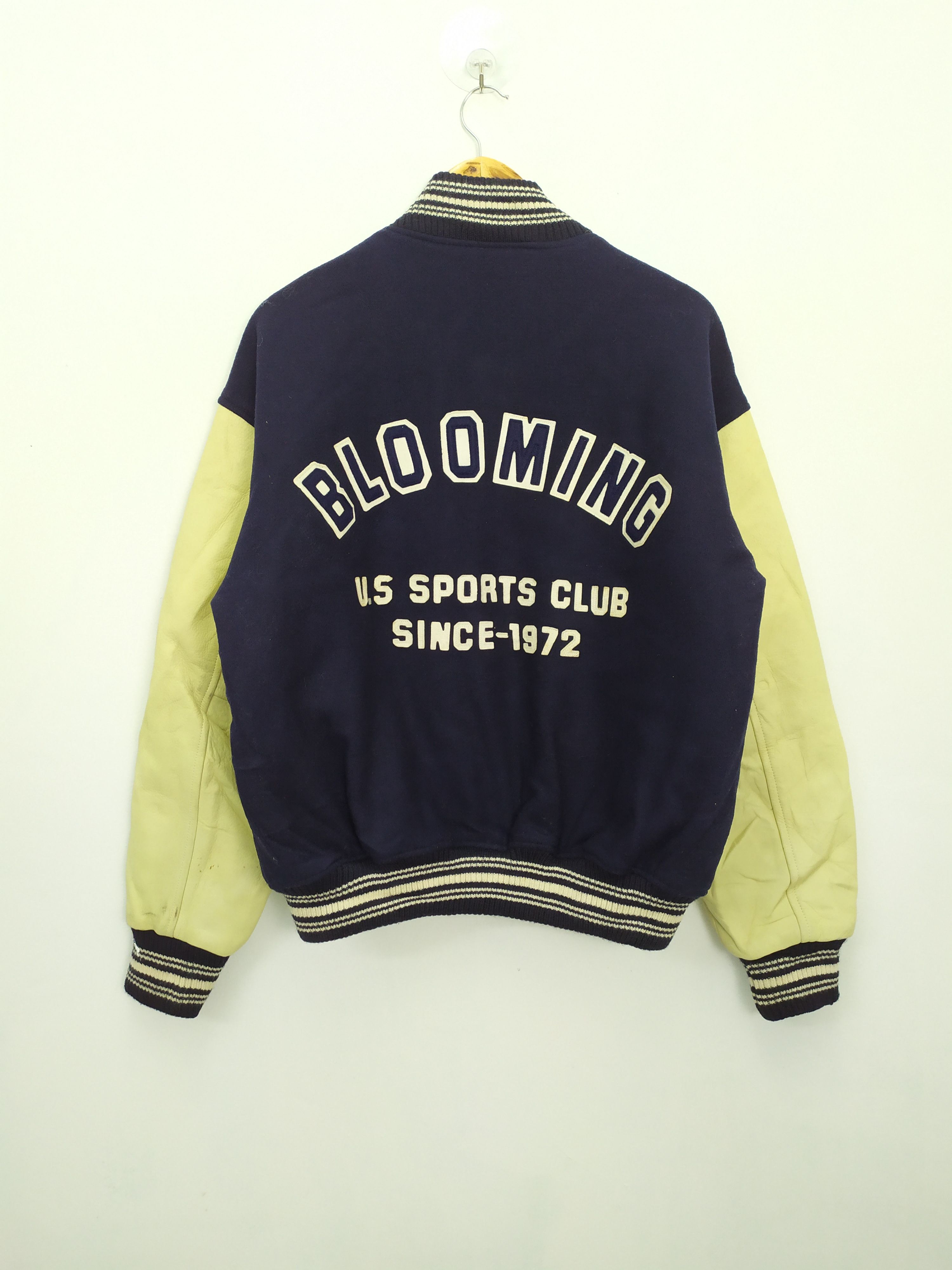 Vintage BLOOMING TOWN WOOL VARSITY JACKET LEATHER SLEEVE Size US L / EU 52-54 / 3 - 1 Thumbnail