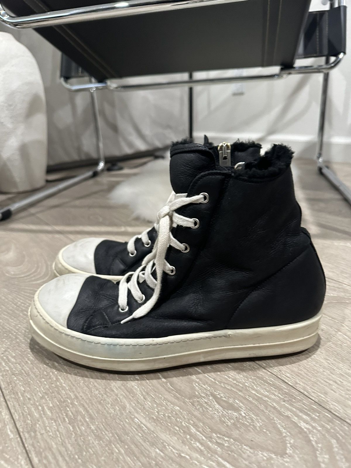 Rick Owens FW13 Plinth Mainline Shearling Lambskin Ramone Hightop