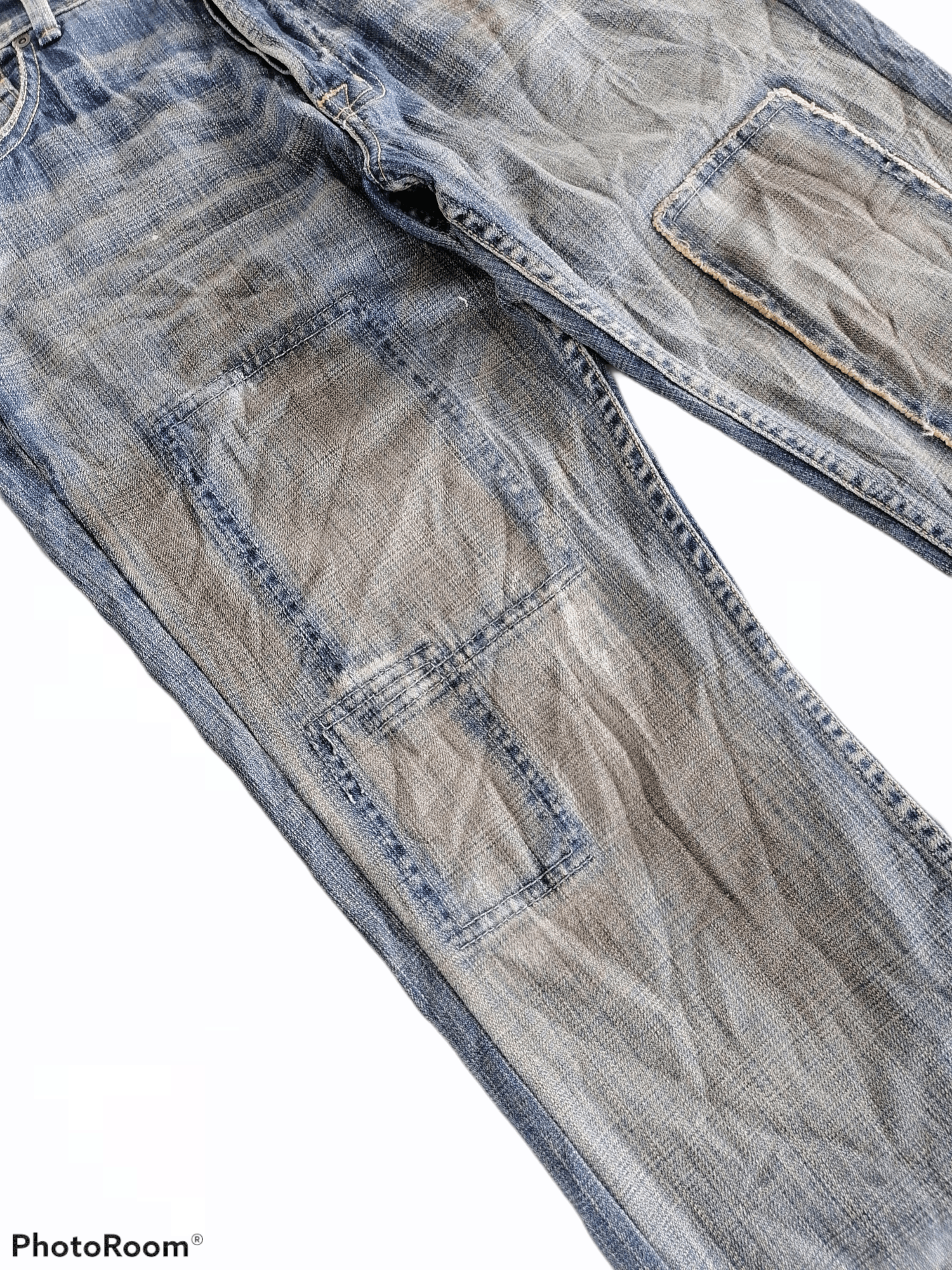 Japanese Brand Made In Usa Sacred Blue Patchwork Distressed Denim Pants Size US 31 - 3 Thumbnail