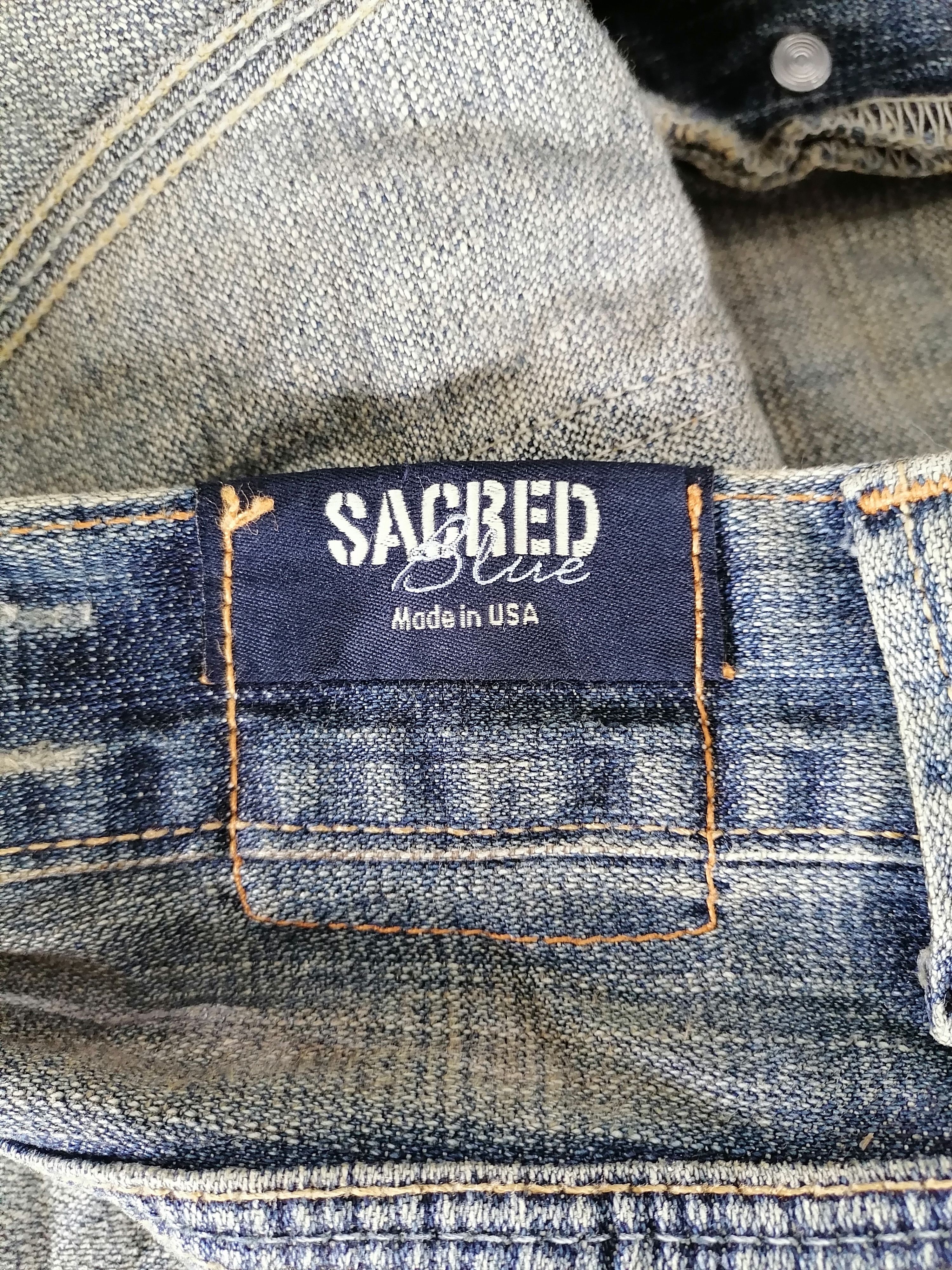 Japanese Brand Made In Usa Sacred Blue Patchwork Distressed Denim Pants Size US 31 - 9 Thumbnail