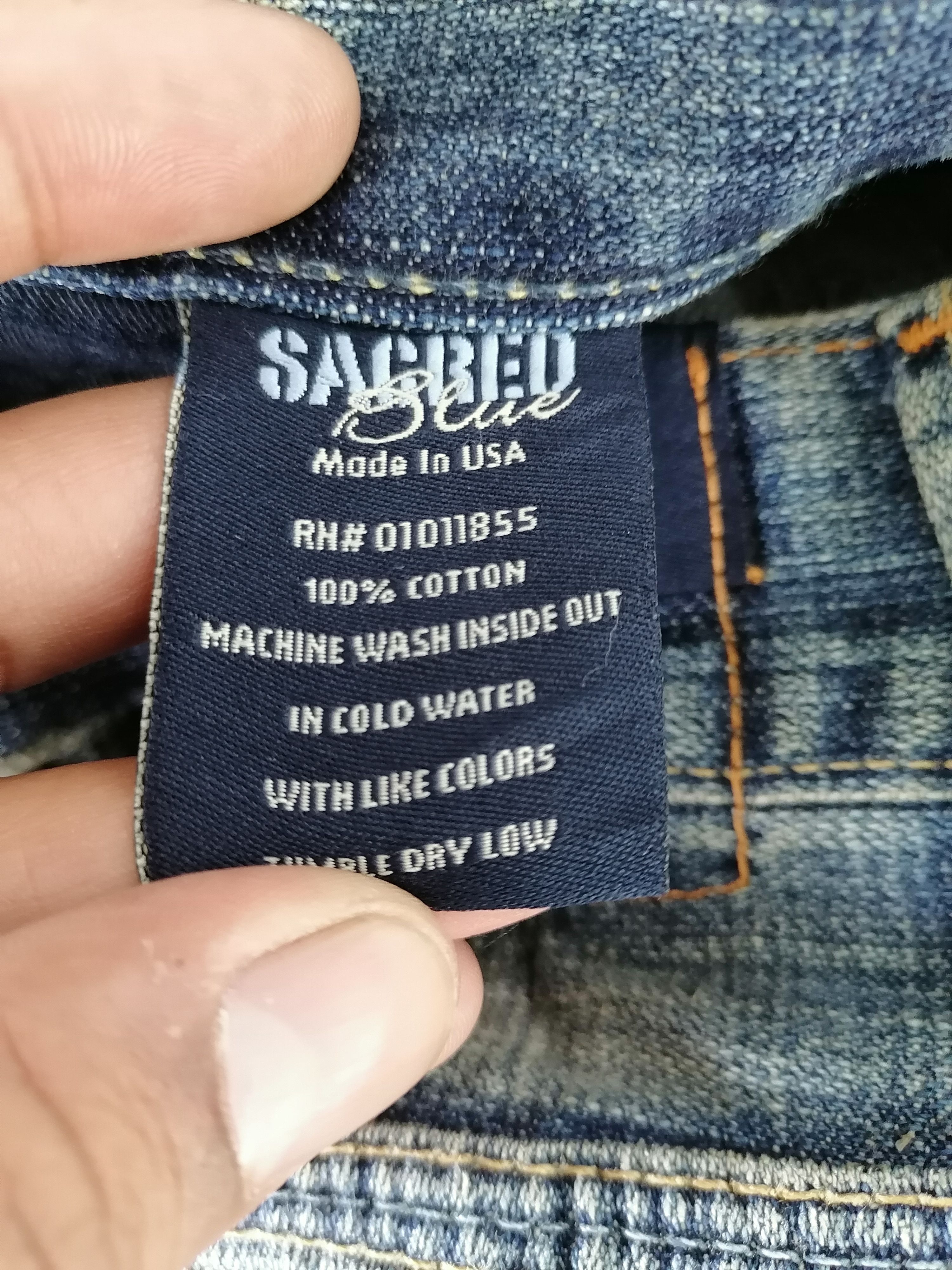 Japanese Brand Made In Usa Sacred Blue Patchwork Distressed Denim Pants Size US 31 - 10 Thumbnail