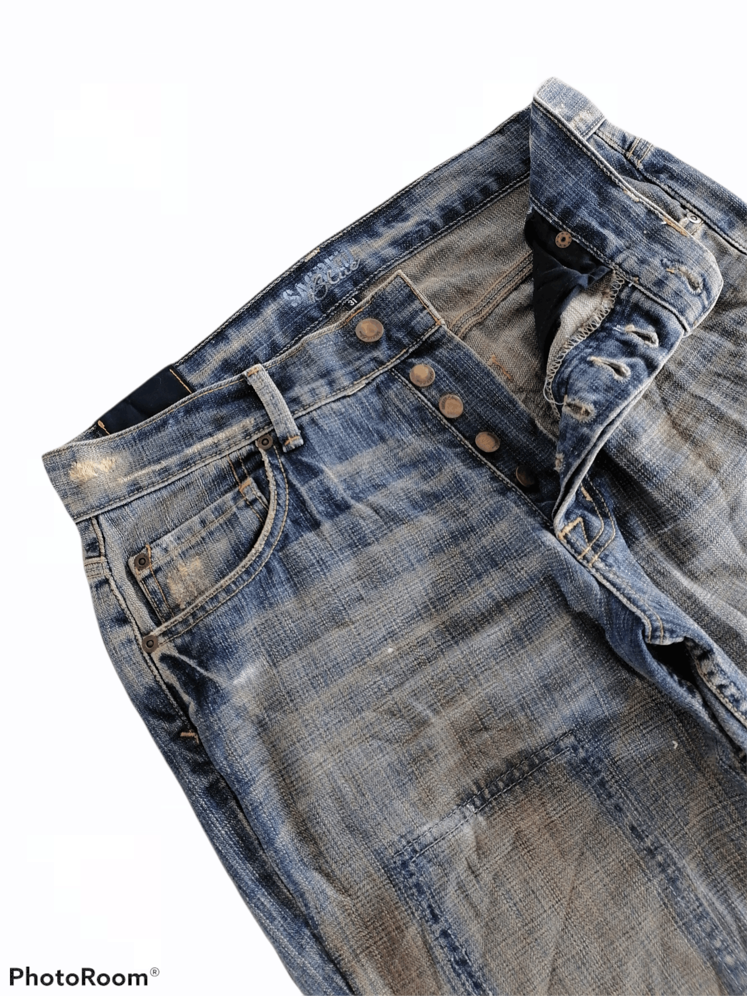 Japanese Brand Made In Usa Sacred Blue Patchwork Distressed Denim Pants Size US 31 - 4 Thumbnail