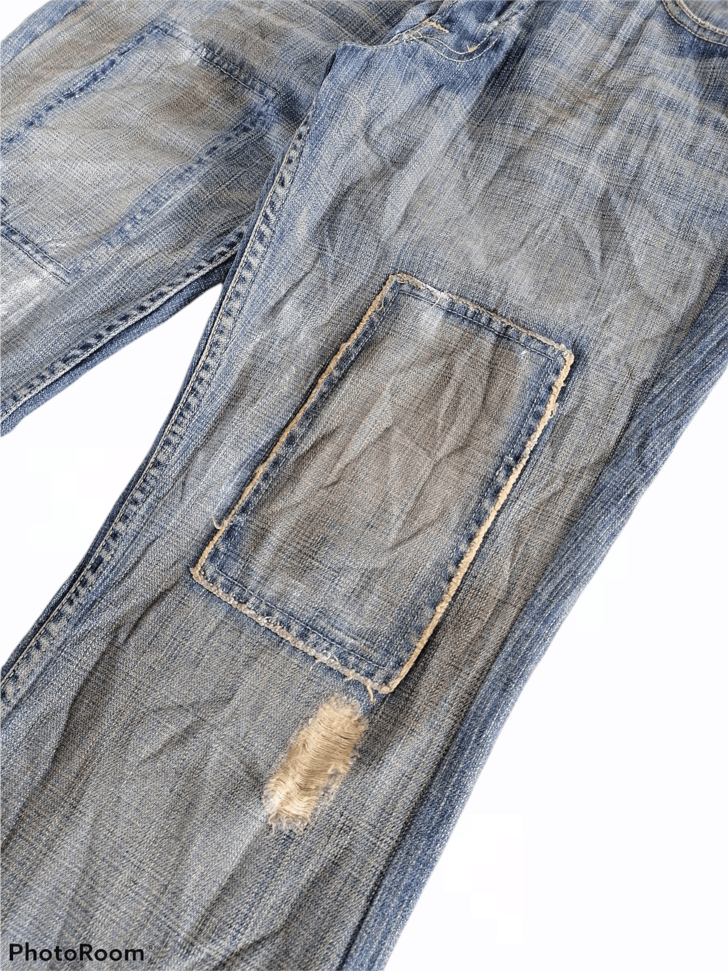 Japanese Brand Made In Usa Sacred Blue Patchwork Distressed Denim Pants Size US 31 - 2 Thumbnail