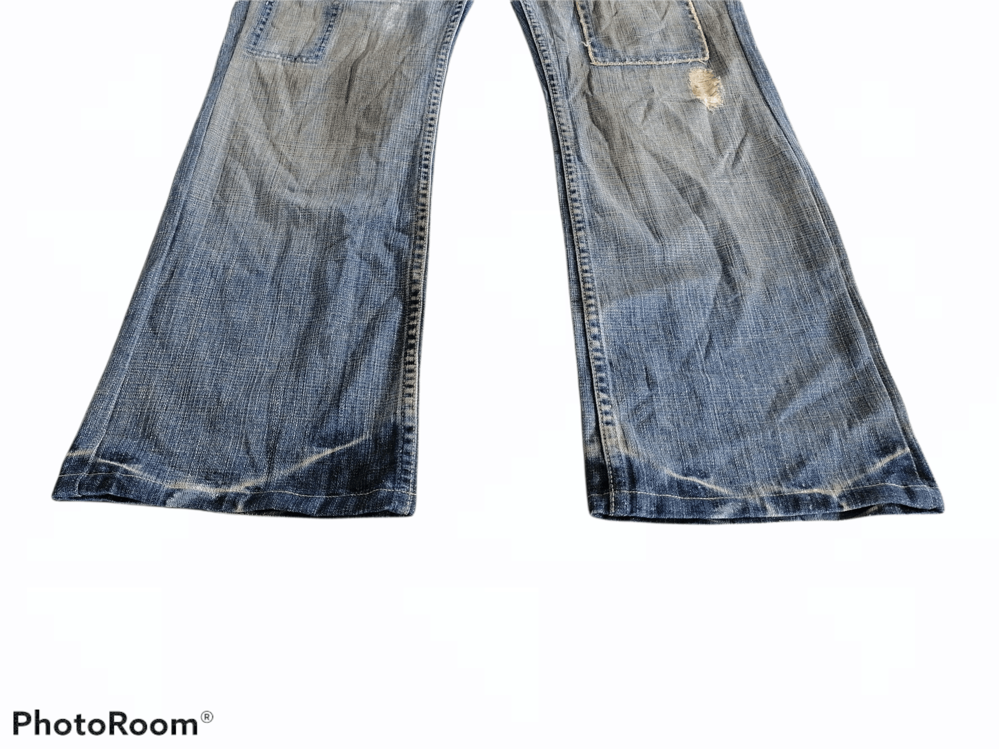 Japanese Brand Made In Usa Sacred Blue Patchwork Distressed Denim Pants Size US 31 - 5 Thumbnail