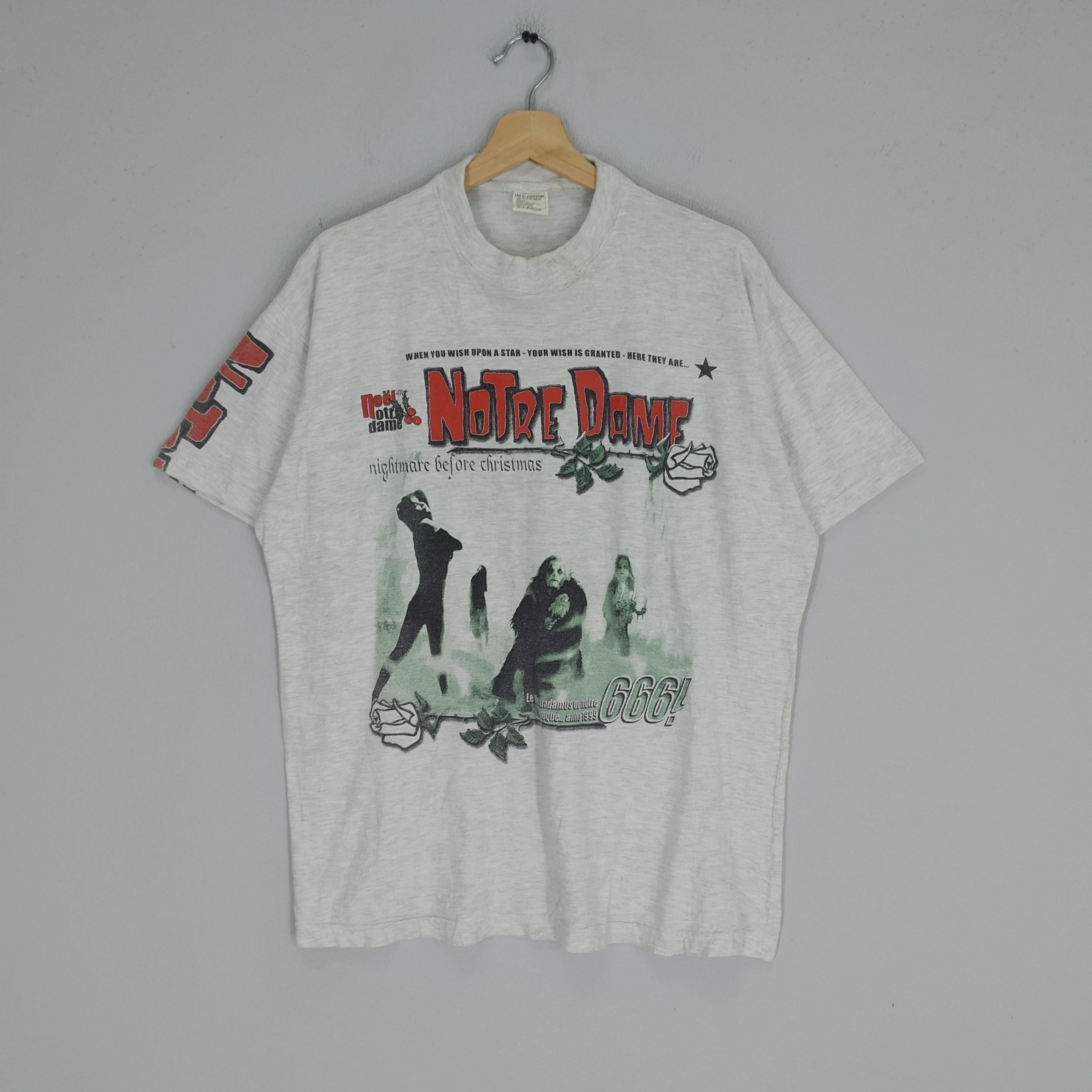 Band Tees Vintage 90s Notre Dame Nightmare Before Christmas Album Rock Size US L / EU 52-54 / 3 - 1 Thumbnail