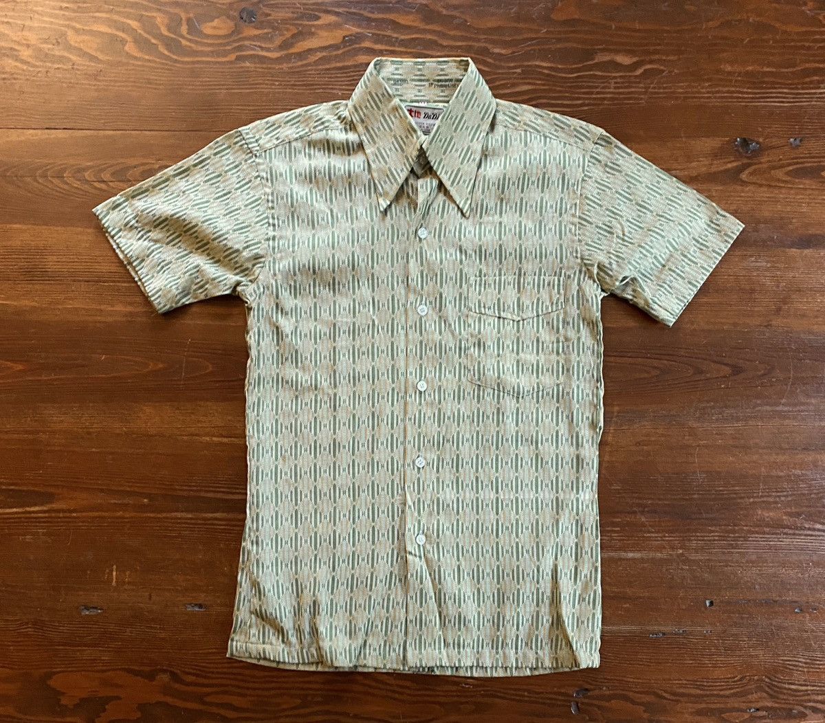 Retrofit Vintage 60’s Da Di Woven Style Poly Blend Button Up Size US XXS / EU 40 - 2 Thumbnail