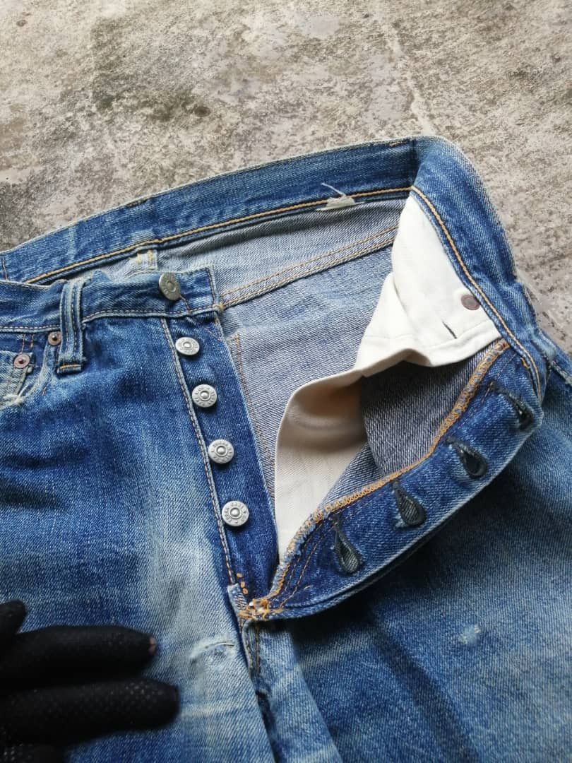 Sugar Cane SICKS💥Vintage Sugar Cane Toyo Redline Light Wash Distressed Size US 29 - 6 Thumbnail