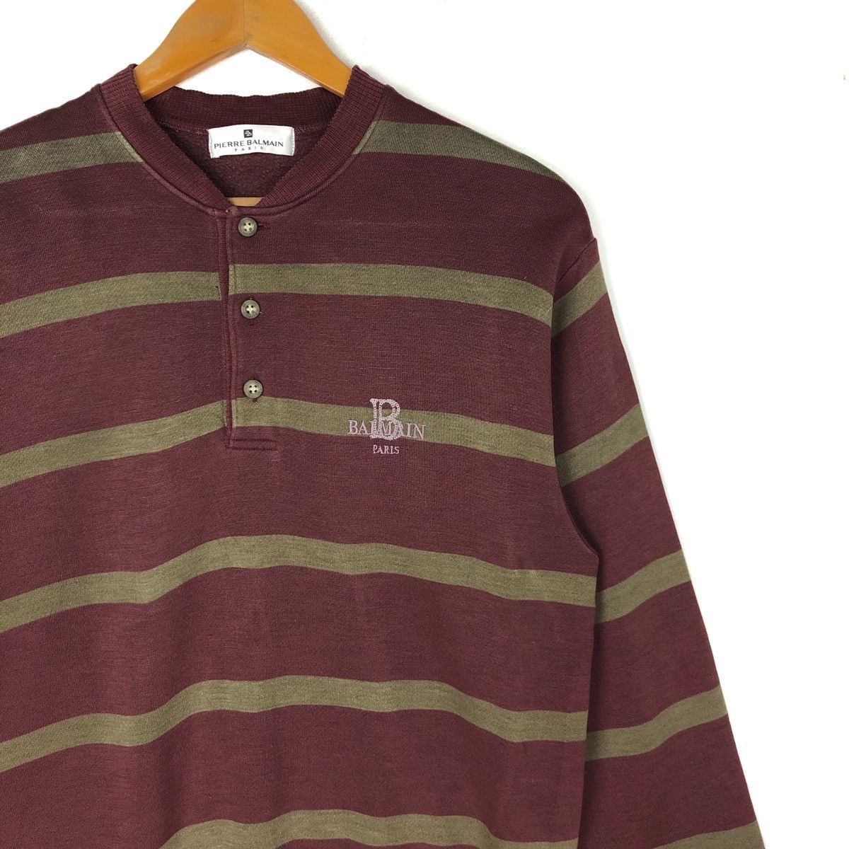 Pierre Balmain Pierre Balmain Paris Embroidered Logo Stripe Sweatshirt Size US M / EU 48-50 / 2 - 2 Thumbnail
