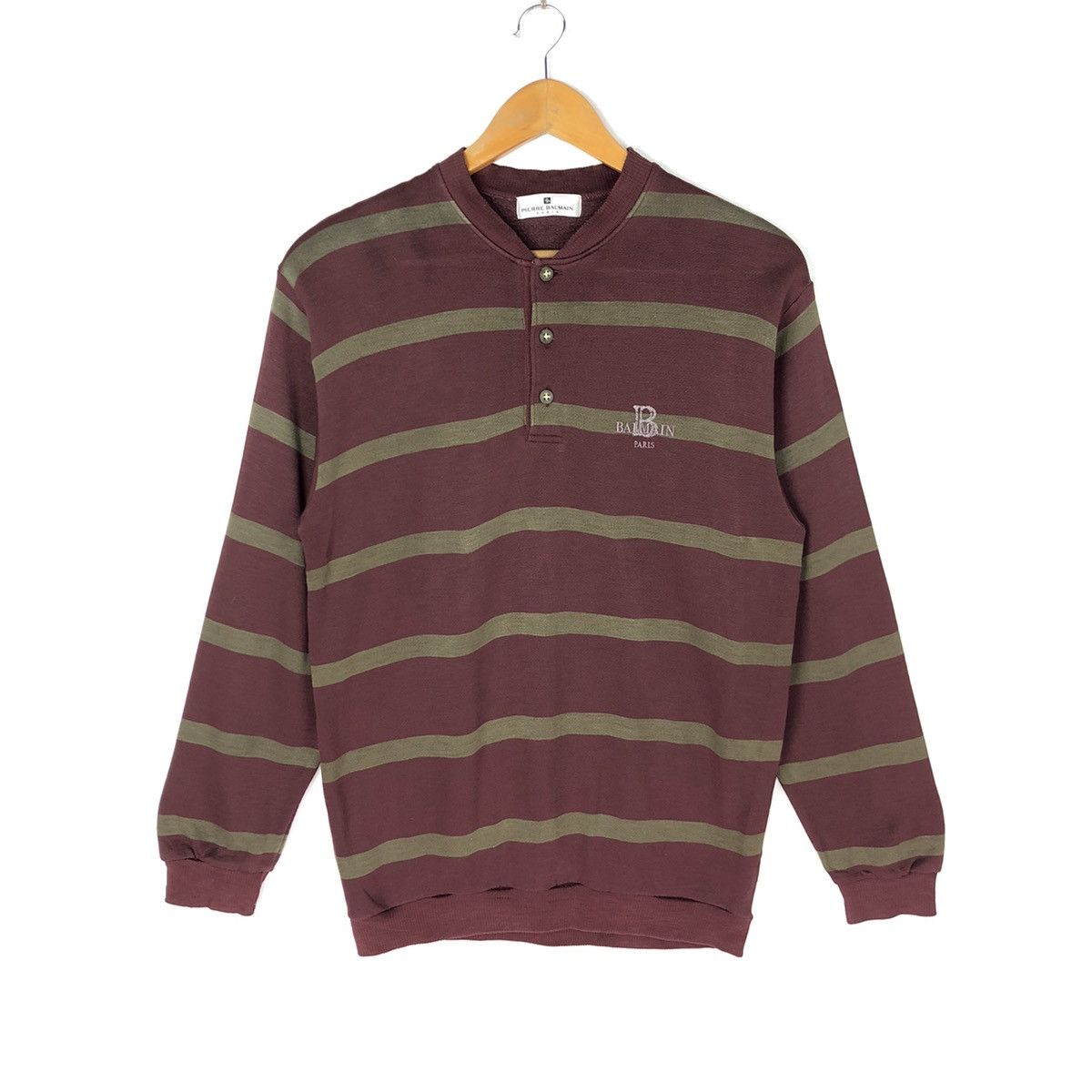 Pierre Balmain Pierre Balmain Paris Embroidered Logo Stripe Sweatshirt Size US M / EU 48-50 / 2 - 1 Thumbnail