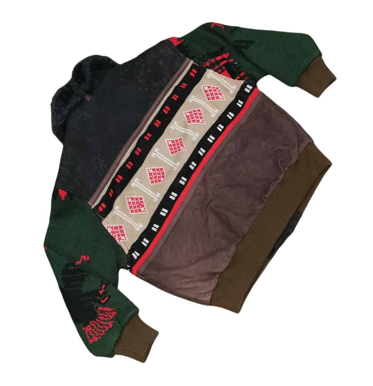 Japanese Brand Coup Detat France Hybrid Navajo Half Leather Bomber Jacket Size US M / EU 48-50 / 2 - 7 Thumbnail