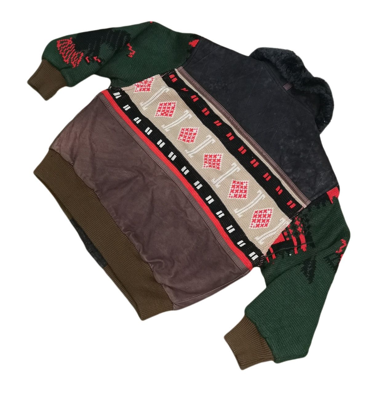 Japanese Brand Coup Detat France Hybrid Navajo Half Leather Bomber Jacket Size US M / EU 48-50 / 2 - 8 Thumbnail