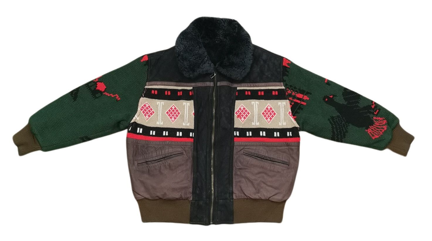 Japanese Brand Coup Detat France Hybrid Navajo Half Leather Bomber Jacket Size US M / EU 48-50 / 2 - 4 Thumbnail