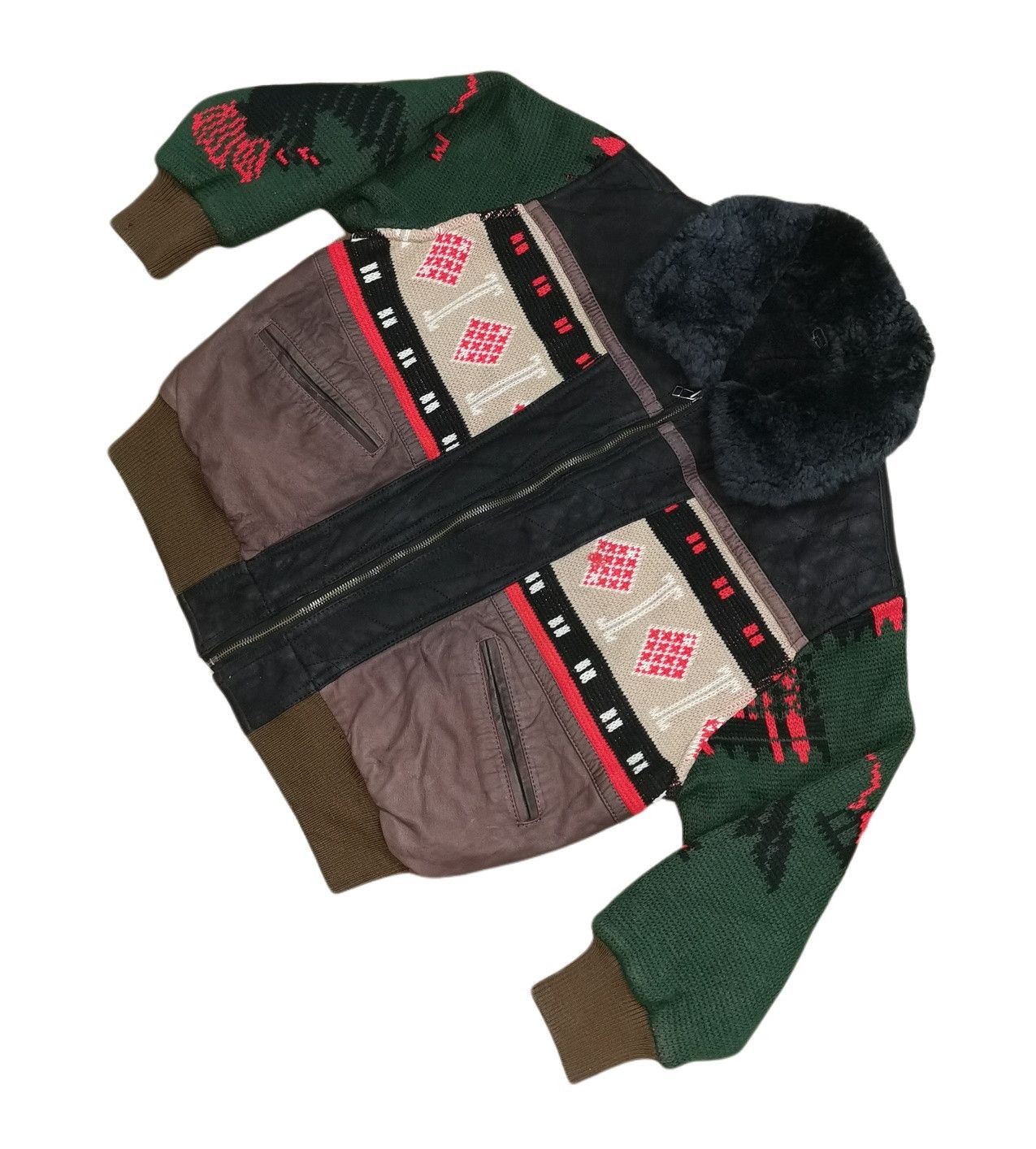 Japanese Brand Coup Detat France Hybrid Navajo Half Leather Bomber Jacket Size US M / EU 48-50 / 2 - 3 Thumbnail