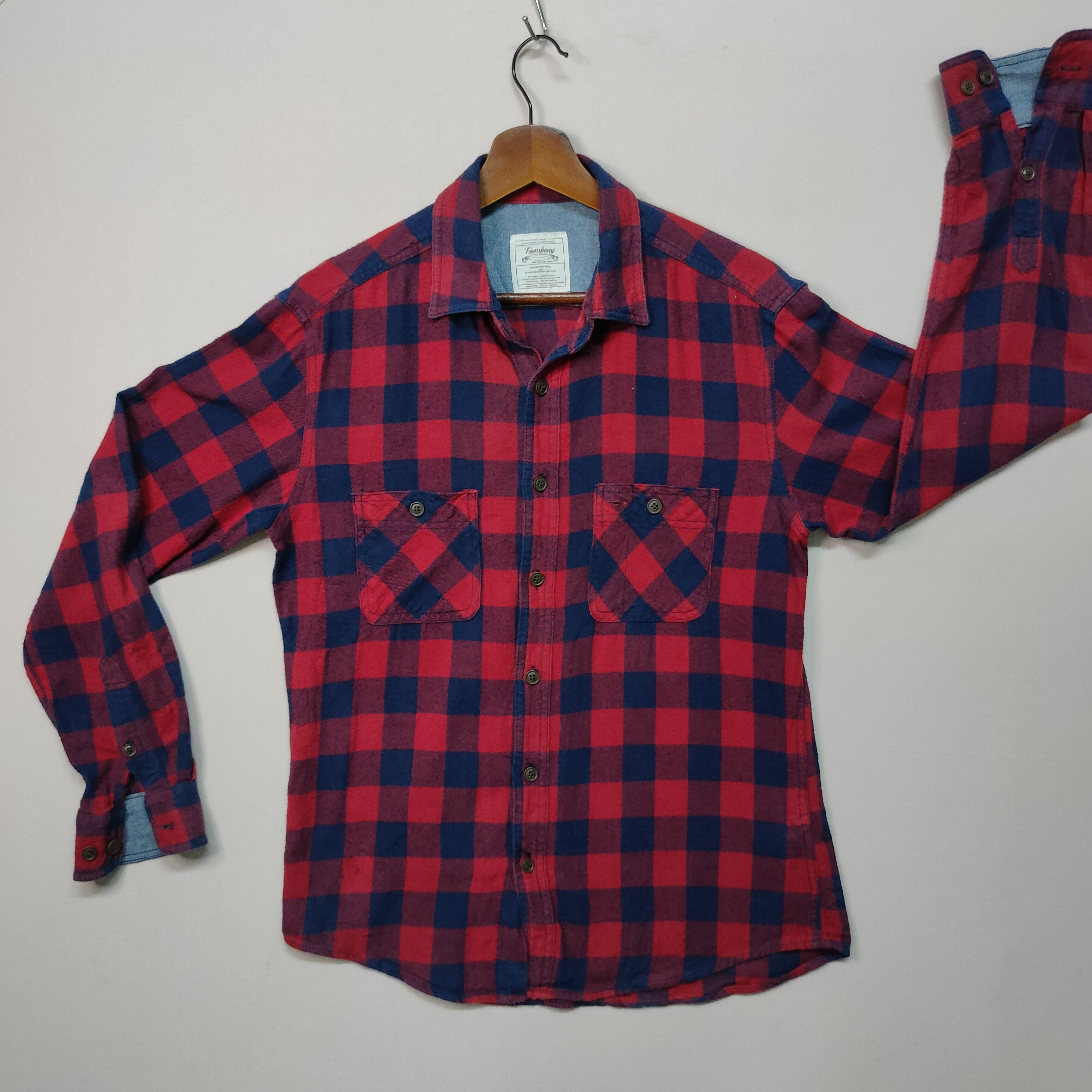 Japanese Brand × Vintage VINTAGE GENBONY CHEECKRED FLANEL BUTTON UPS SHIRT Size US M / EU 48-50 / 2 - 1 Thumbnail