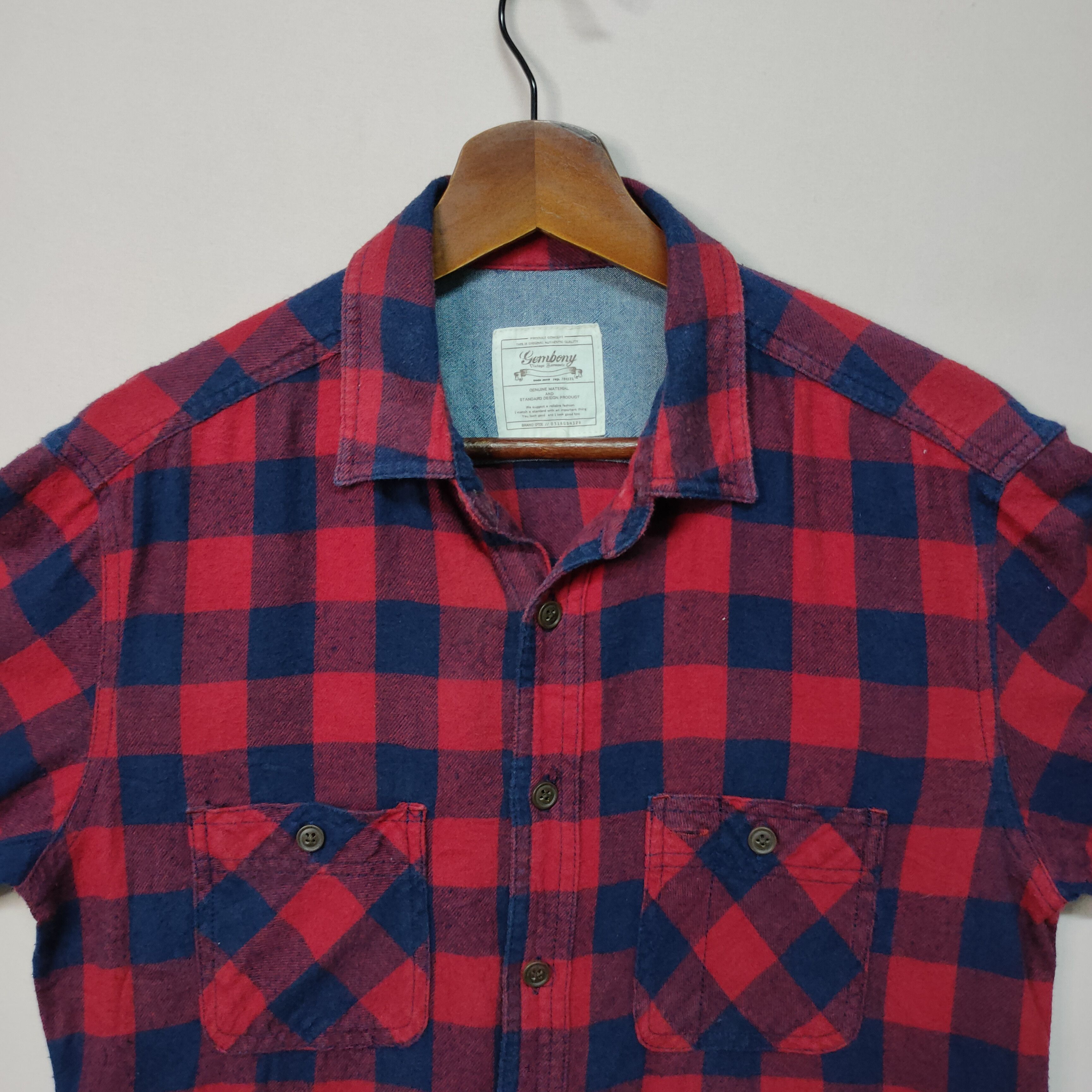 Japanese Brand × Vintage VINTAGE GENBONY CHEECKRED FLANEL BUTTON UPS SHIRT Size US M / EU 48-50 / 2 - 4 Thumbnail