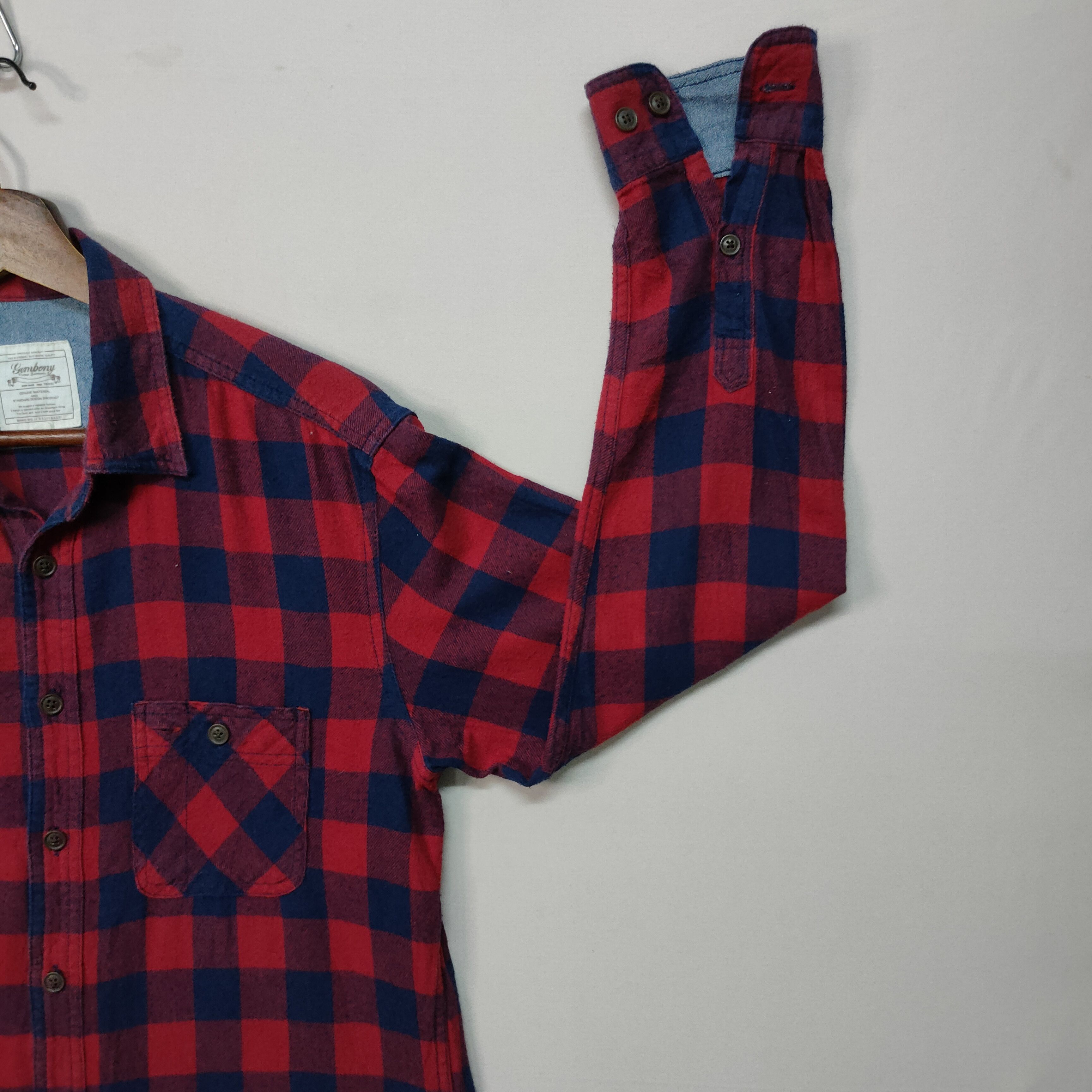 Japanese Brand × Vintage VINTAGE GENBONY CHEECKRED FLANEL BUTTON UPS SHIRT Size US M / EU 48-50 / 2 - 2 Thumbnail