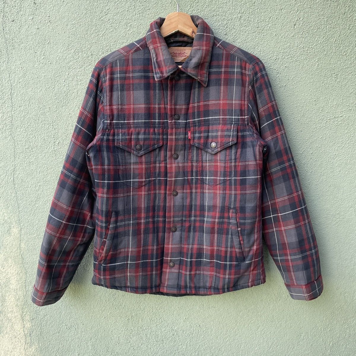Levi's × Levi's Vintage Clothing × Vintage Vintage‼️ LEVI’S STRAUSS & CO Checkred Button Ups Jacket Size US M / EU 48-50 / 2 - 1 Thumbnail