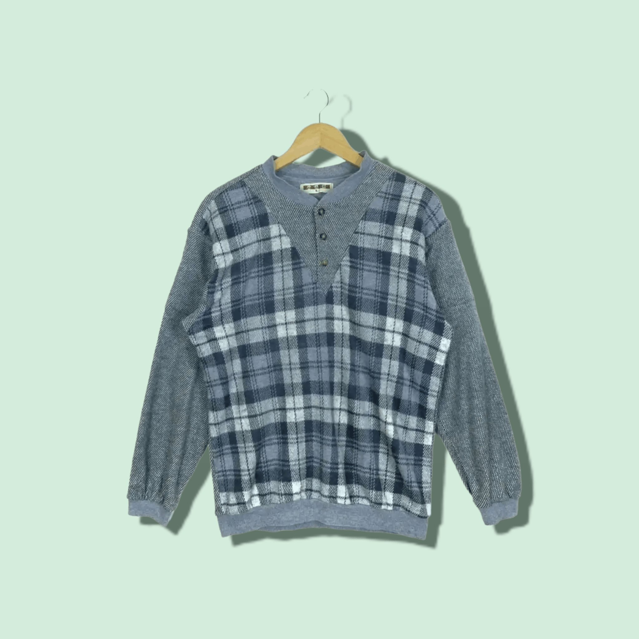 Japanese Brand × Vintage Vintage 90's JAPAN BRAND Check Retro Classic Sweatshirts Size US L / EU 52-54 / 3 - 1 Thumbnail