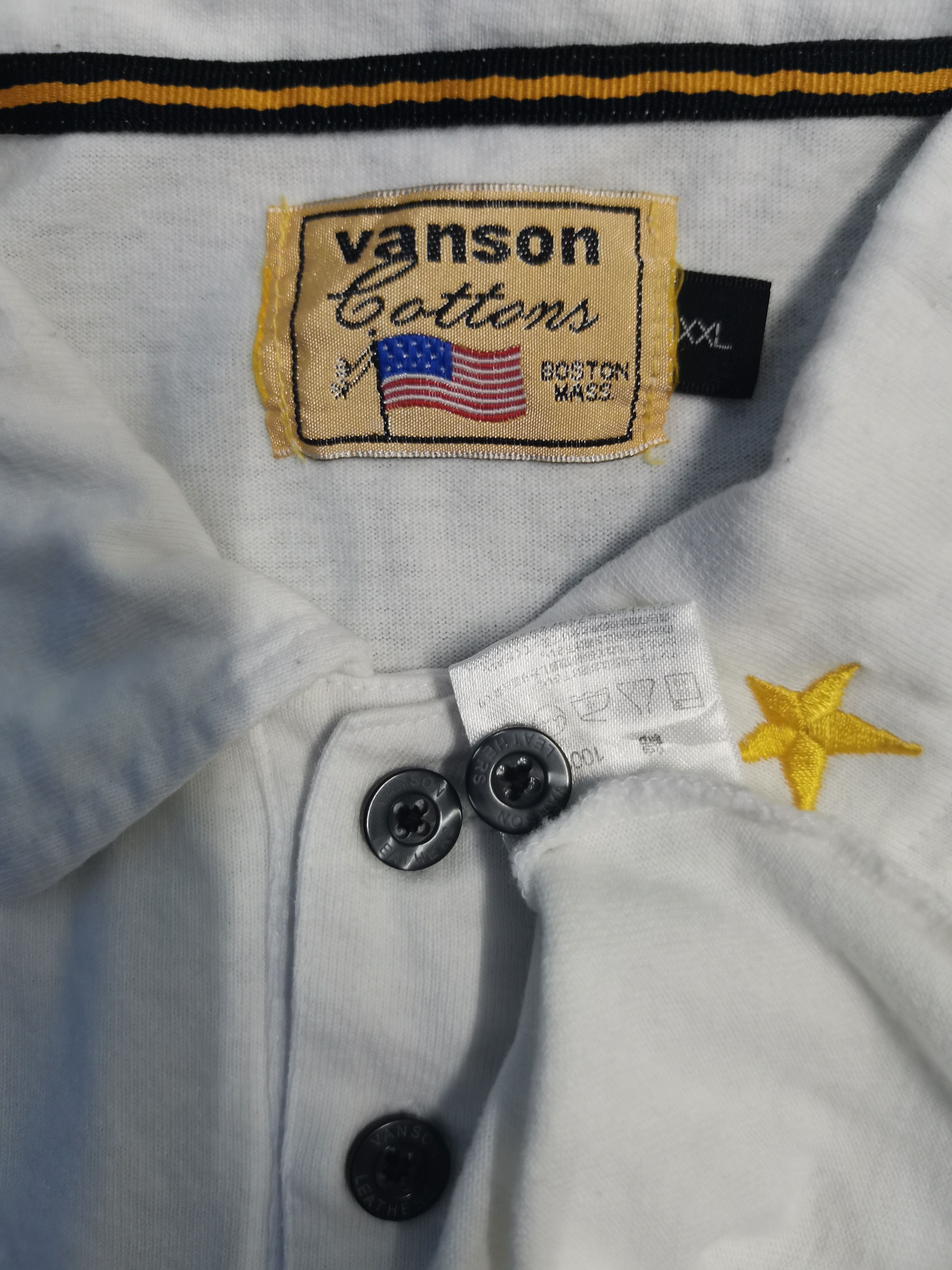 Vanson Leathers Vanson Cottons Polo Shirt White Skull Big Logo Size US XL / EU 56 / 4 - 5 Thumbnail
