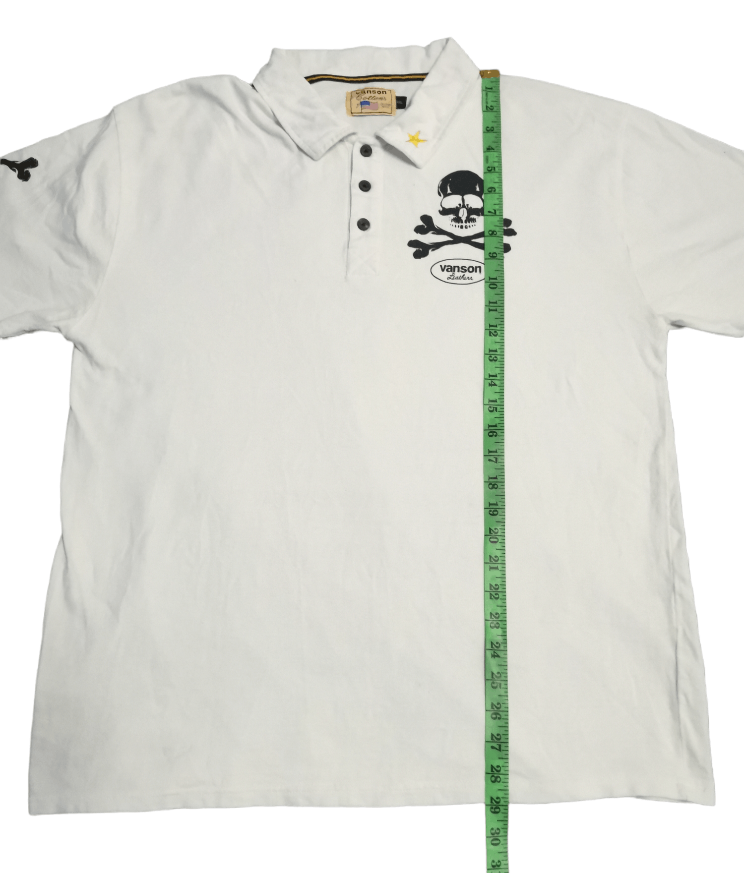 Vanson Leathers Vanson Cottons Polo Shirt White Skull Big Logo Size US XL / EU 56 / 4 - 7 Thumbnail
