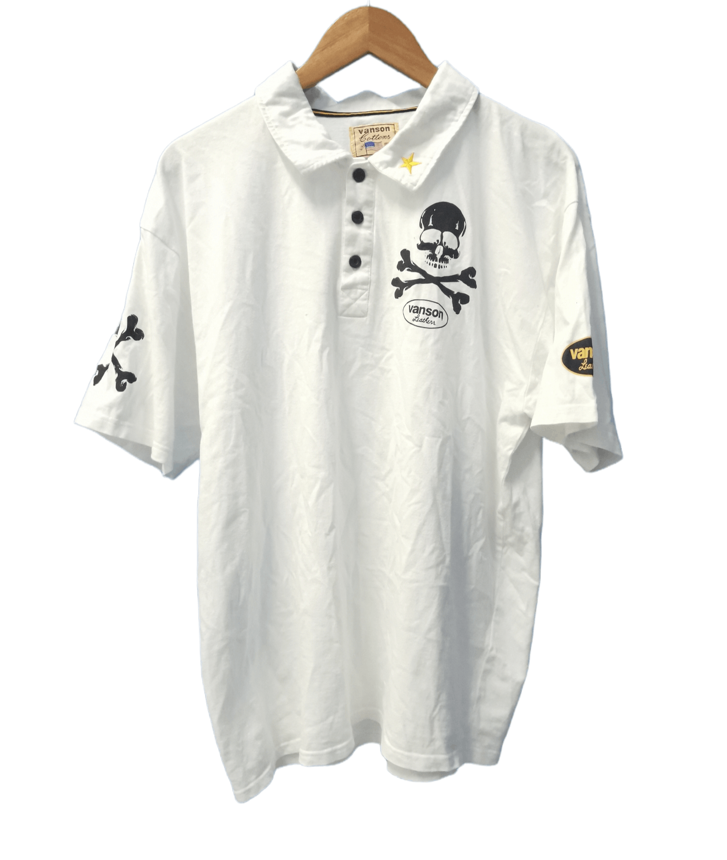 Vanson Leathers Vanson Cottons Polo Shirt White Skull Big Logo Size US XL / EU 56 / 4 - 2 Thumbnail
