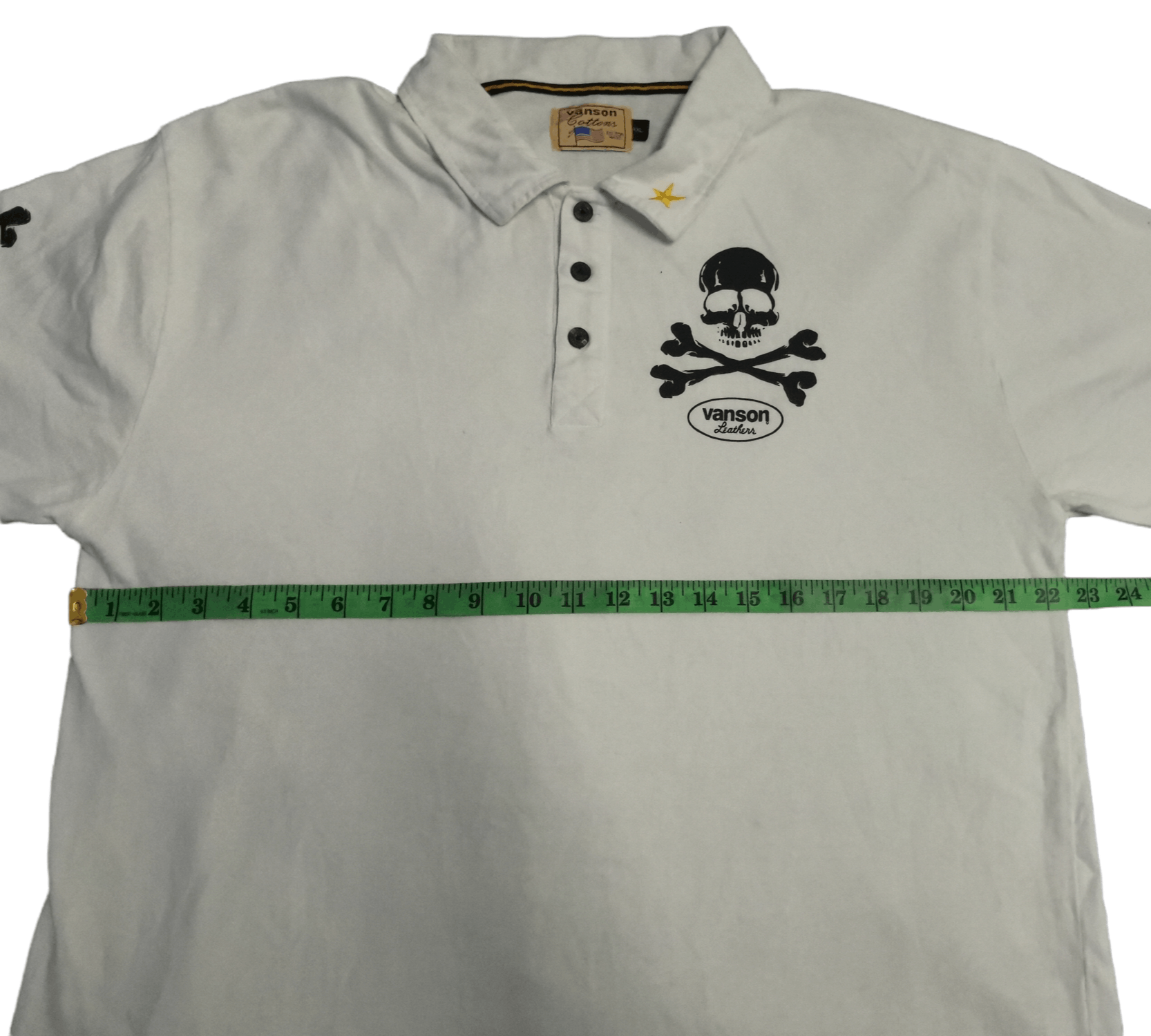 Vanson Leathers Vanson Cottons Polo Shirt White Skull Big Logo Size US XL / EU 56 / 4 - 6 Thumbnail