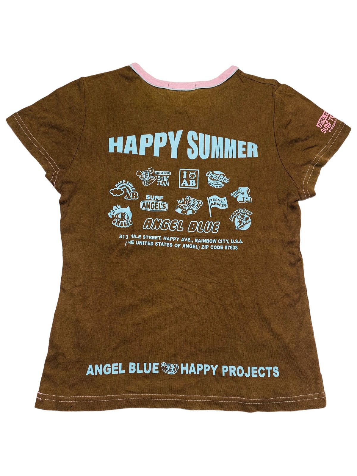 Angel Blue × Japanese Brand SOLD OUT 2000s Angel Blue - Multilogo Happy Summer Baby Tee Size M / US 6-8 / IT 42-44 - 1 Thumbnail