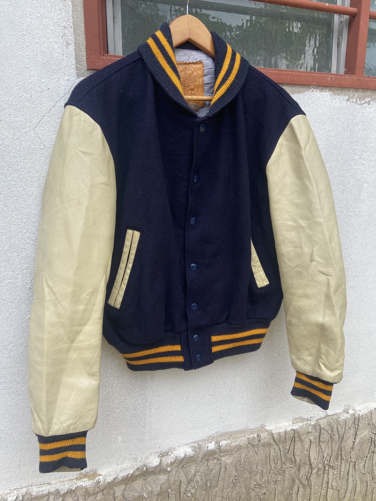Golden Bear × Vintage Vintage GOLDEN BEAR 80’s Wool Leather Varsity Jacket USA Size US M / EU 48-50 / 2 - 4 Thumbnail