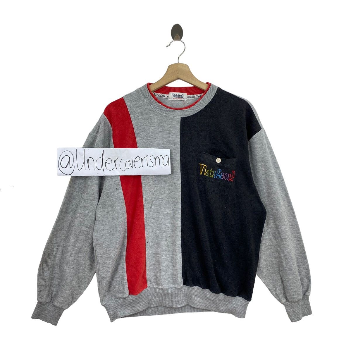 Vintage Vintage VINTAGECUP Embroidered Logo Colour Block Sweatshirt Size US L / EU 52-54 / 3 - 1 Thumbnail