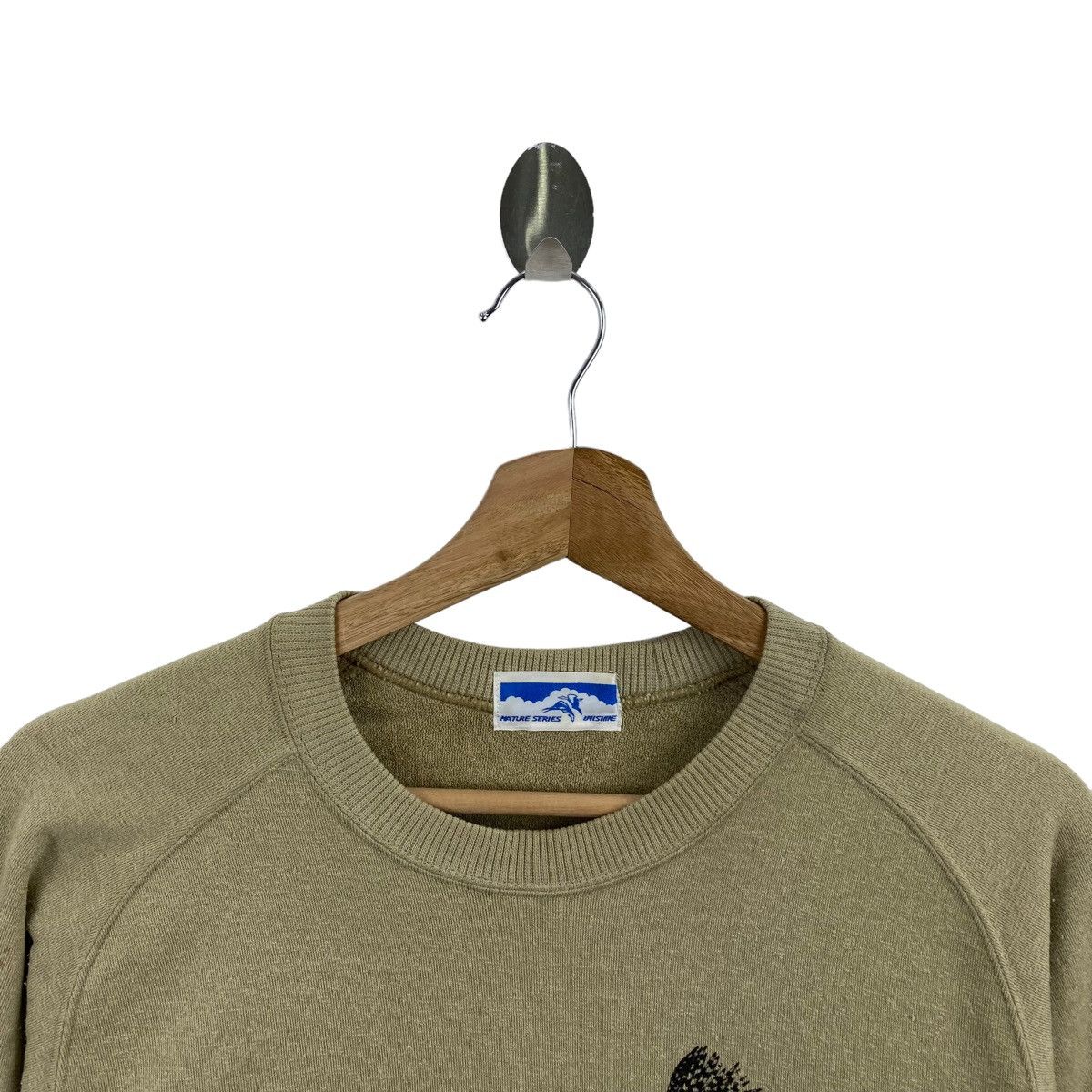 Vintage GREATER PIED KINGFISHER Bird Print Brown Pocket Sweatshirt Size US S / EU 44-46 / 1 - 2 Thumbnail