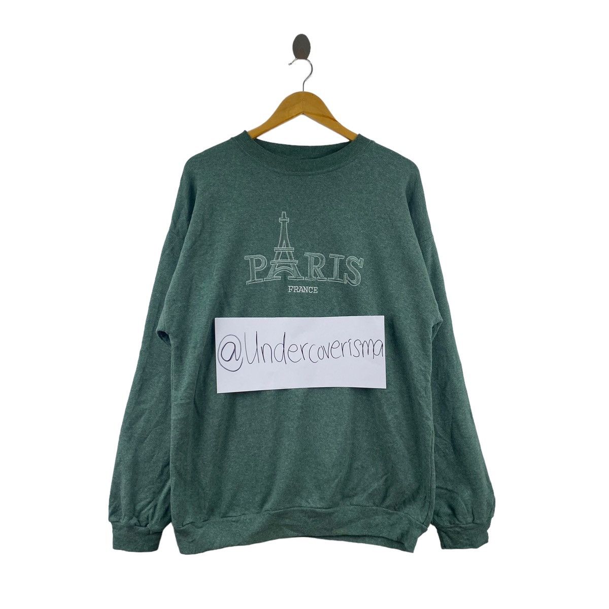 Vintage Vintage 90s PARIS FRANCE Embroidered Logo Oversize Green Size US XL / EU 56 / 4 - 1 Thumbnail
