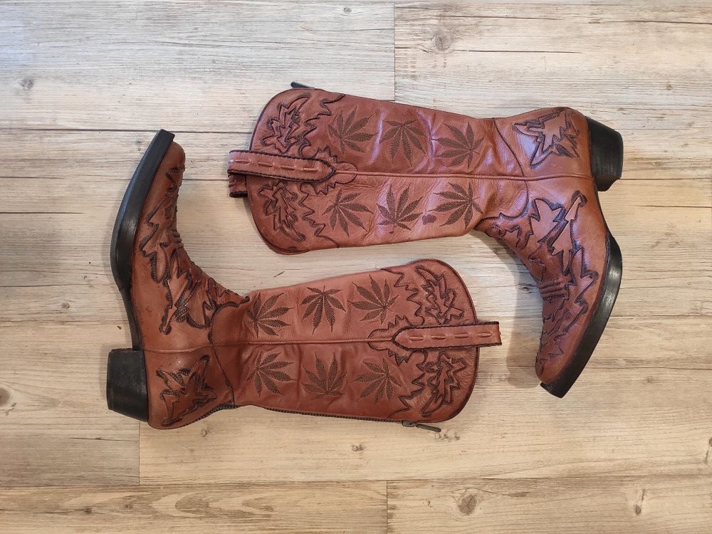 image of Denis Simachev Grail! Embroidered Cowboy Boots.like Saint Laurent Or Gucci in Brown, Men's (Size 9)