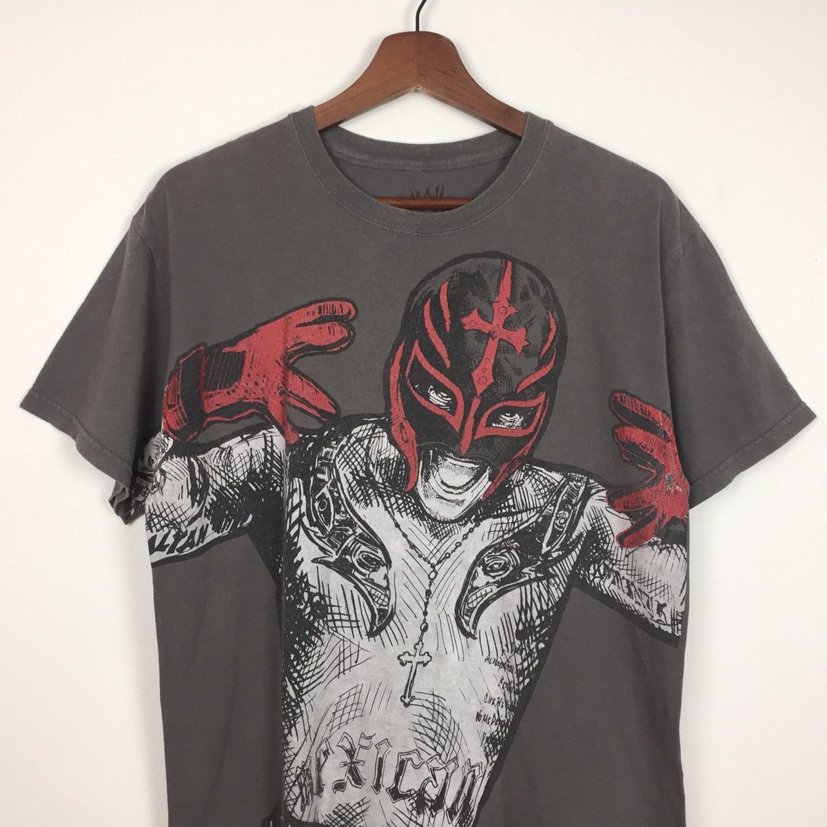 image of Wwe x Wwf Authentic Y2K Rey Mysterio Respect The Mask Tee in Grey, Men's (Size Medium)