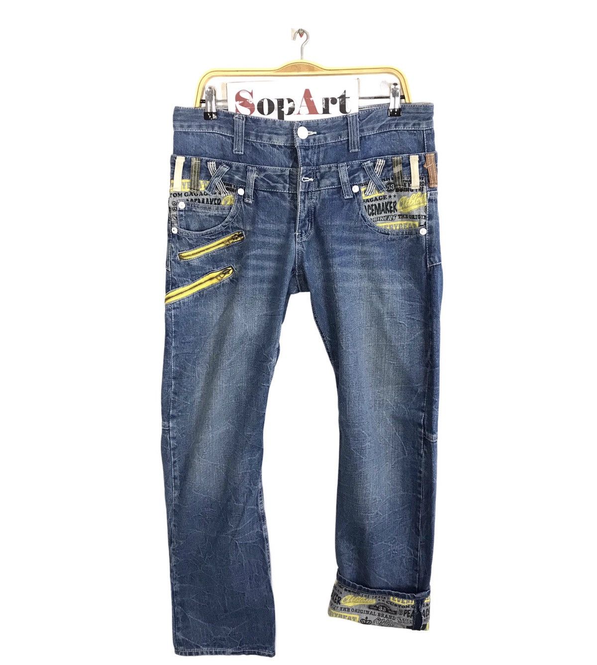 Japanese Brand × Vintage Vintage Dominate Double Waist Back Side Pocket Design Jeans Size US 34 / EU 50 - 1 Thumbnail