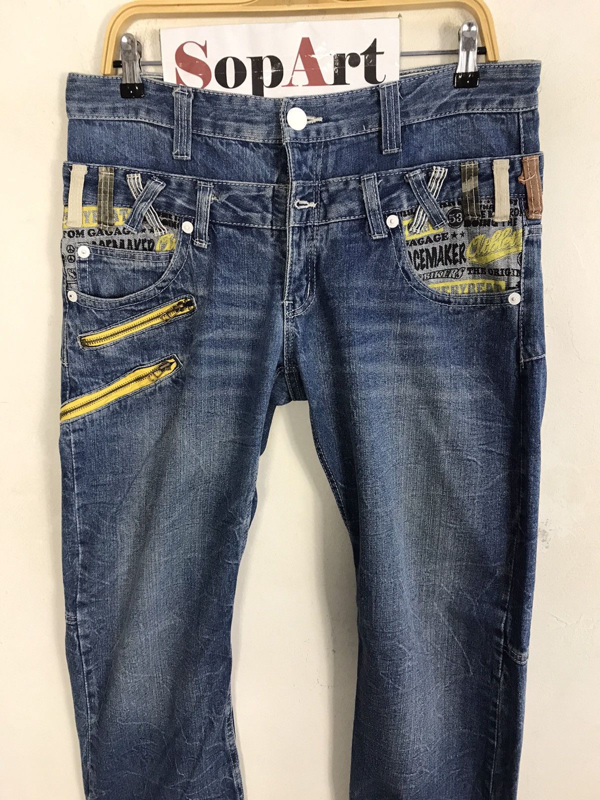 Japanese Brand × Vintage Vintage Dominate Double Waist Back Side Pocket Design Jeans Size US 34 / EU 50 - 3 Thumbnail