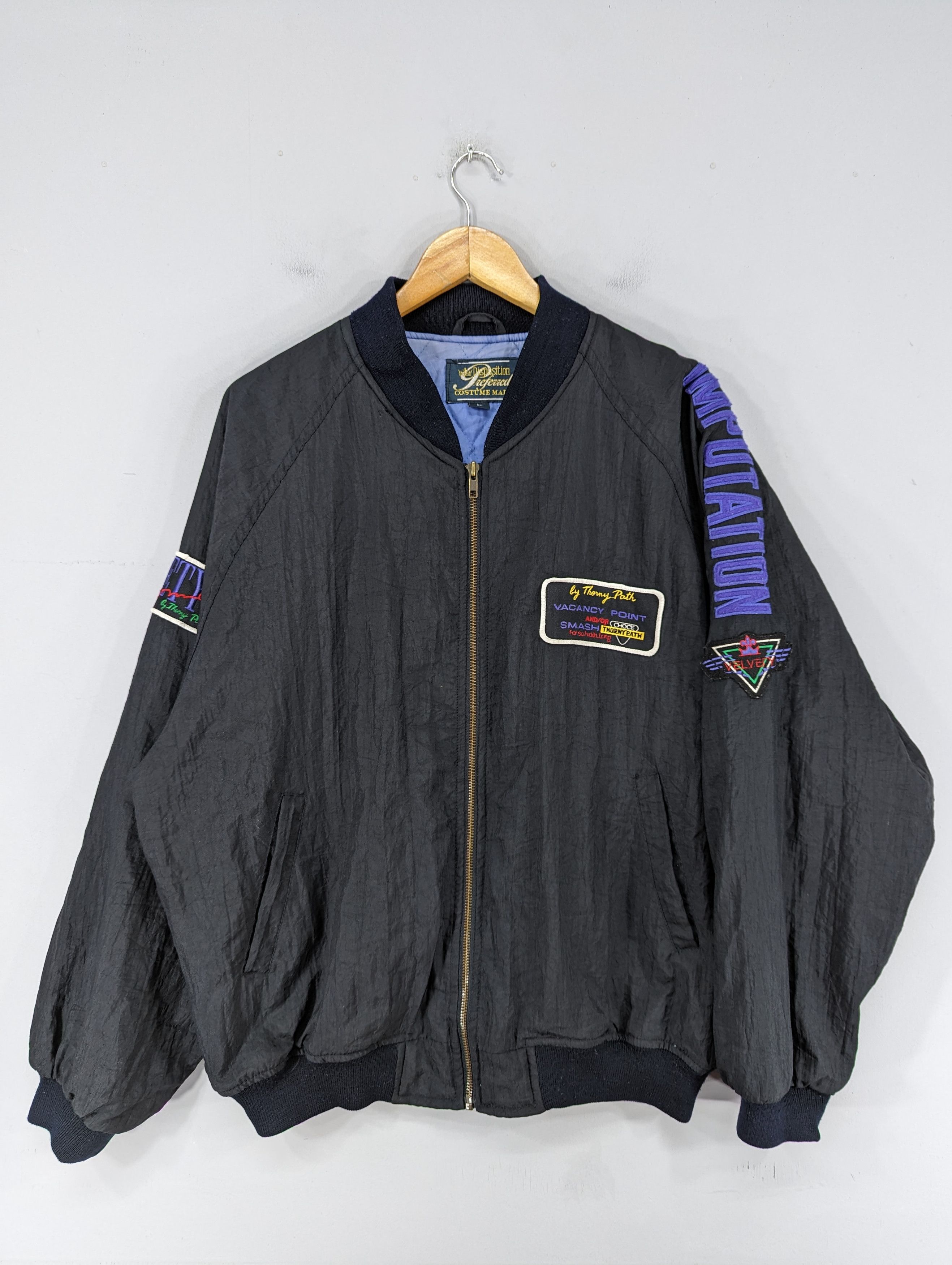 image of Bomber Jacket x Vintage 90's Desperate Sun Faded Bomber Style Jacket in Black, Men's (Size Large)