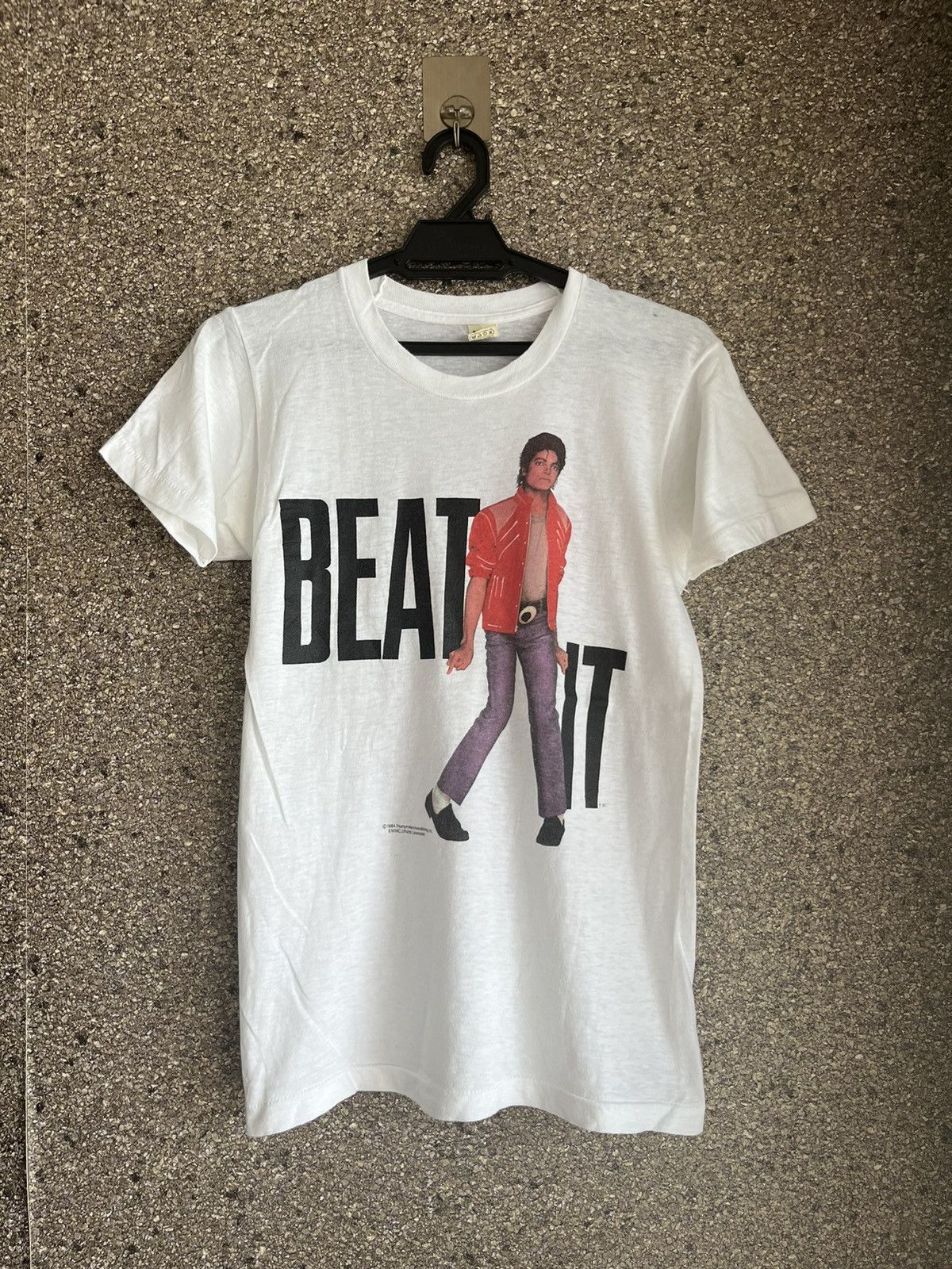 image of Band Tees x Vintage Michael Jackson Beat It Ft43 in White, Men's (Size Small)