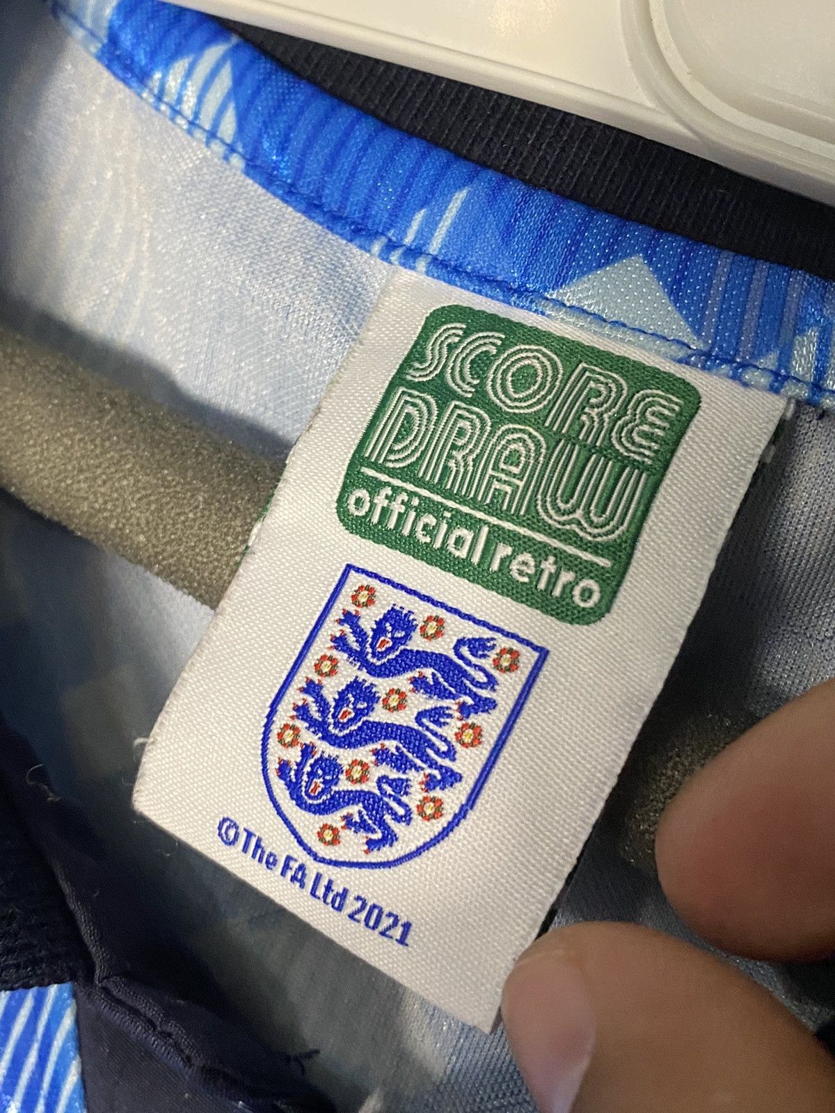 Vintage 1990 England National Team Score Draw Soccer Jersey Third Size US L / EU 52-54 / 3 - 3 Thumbnail