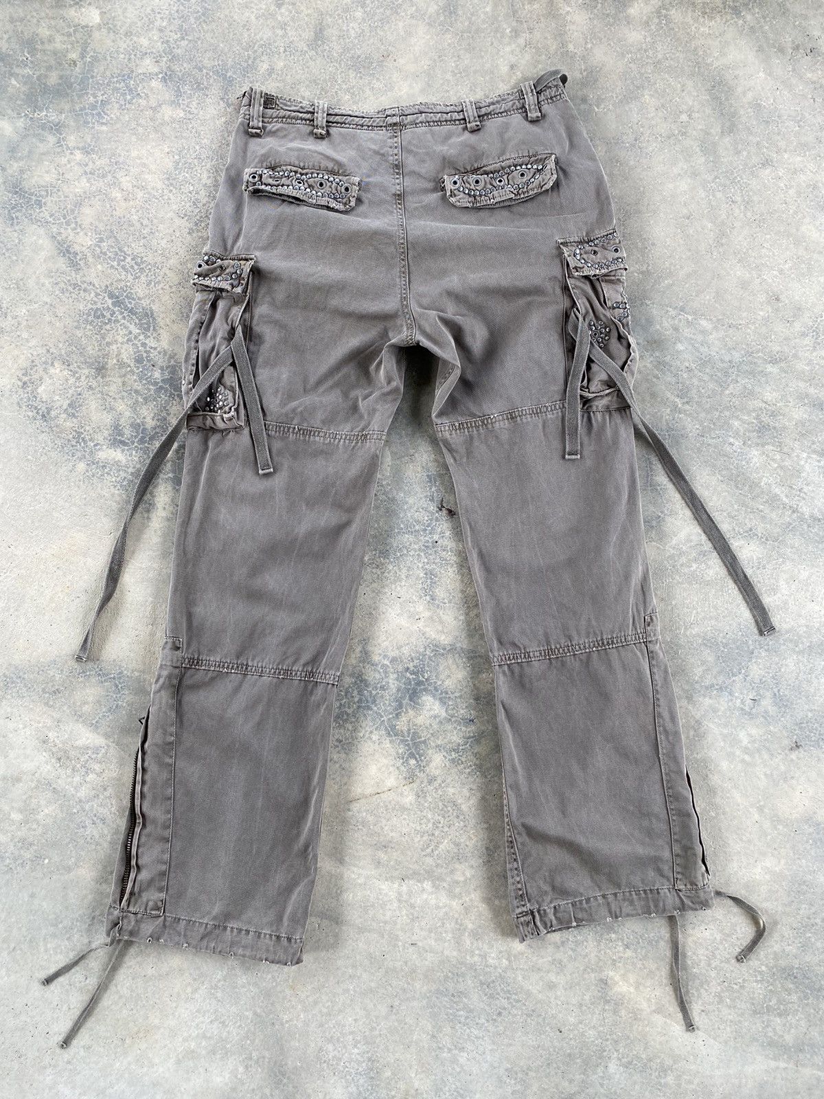 Japanese Brand Vintage Mangrove Bondage Eyelet Distressed Cargo Pants Size US 35 - 2 Thumbnail