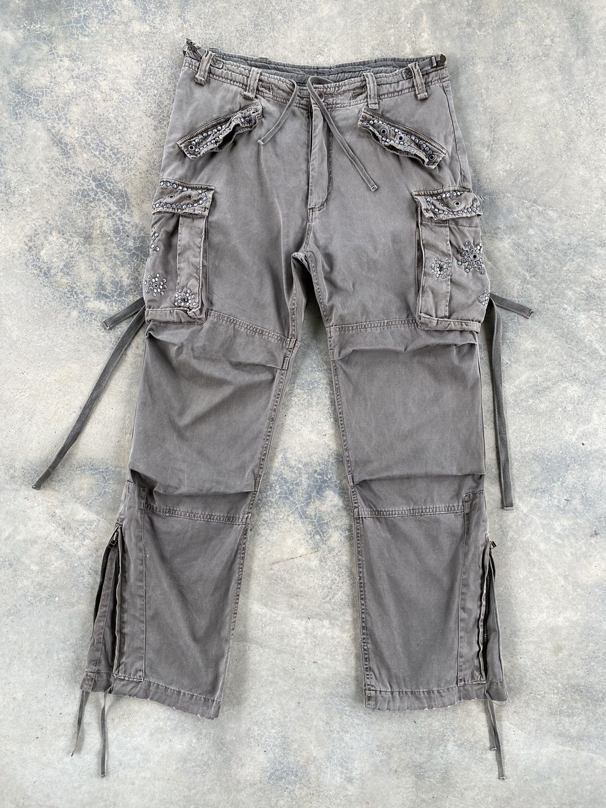 Japanese Brand Vintage Mangrove Bondage Eyelet Distressed Cargo Pants Size US 35 - 1 Thumbnail