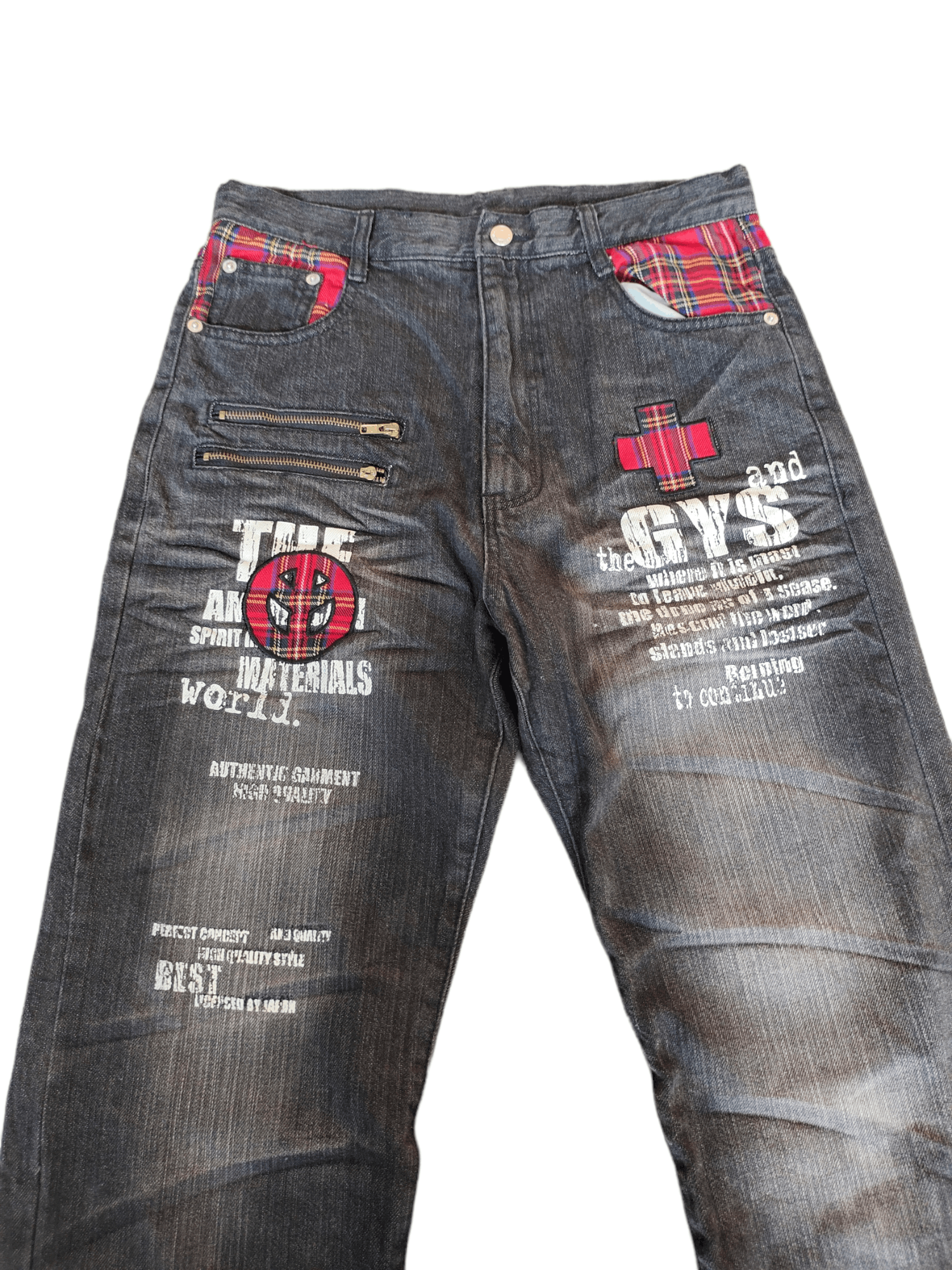14th Addiction Japanese Punk Peace Poem Denim Jeans Size US 29 - 2 Thumbnail