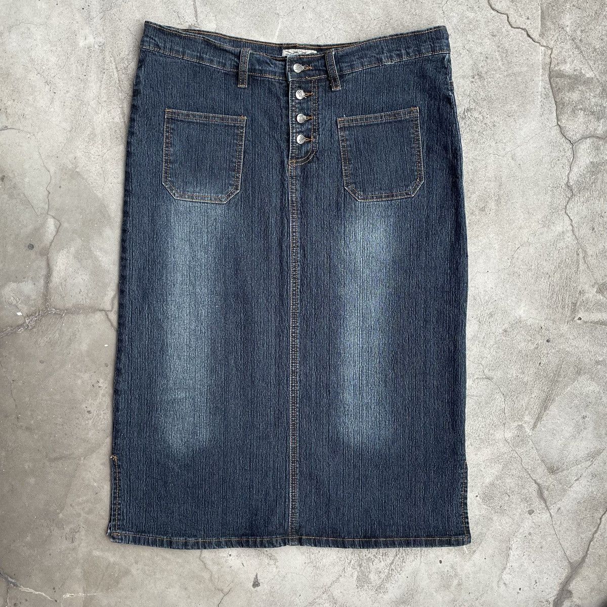Japanese Brand Y2K Midi Skirt Vintage Japanese Style Faded Denim Size 28" / US 6 / IT 42 - 3 Thumbnail
