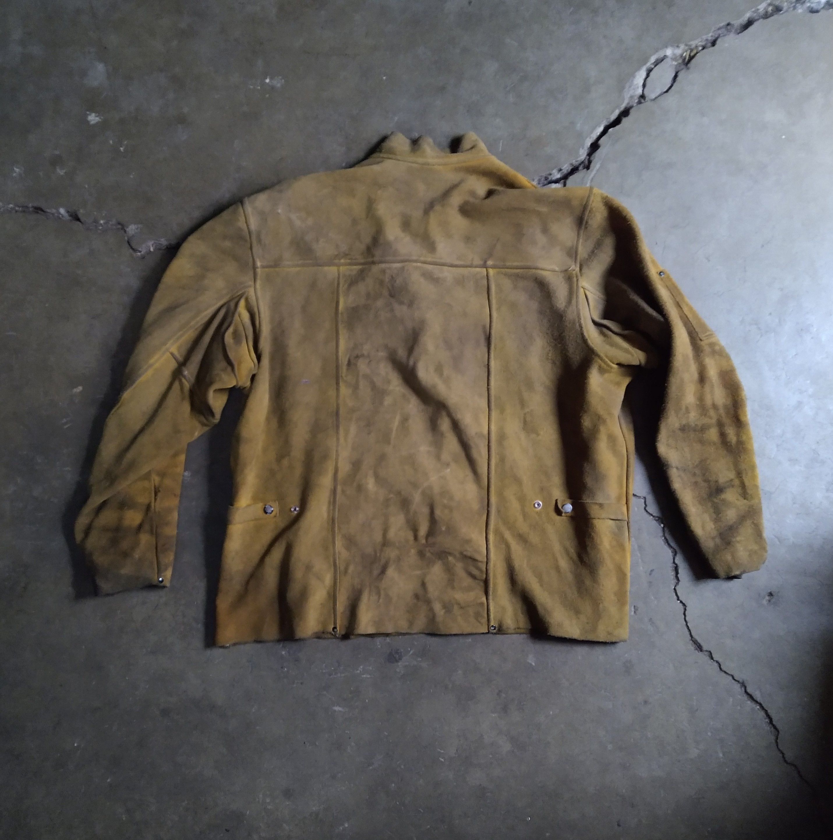 Genuine Leather Vintage Suede Jacket 3XL XXL Yellow Leather Welding Button Size US XXL / EU 58 / 5 - 12 Thumbnail