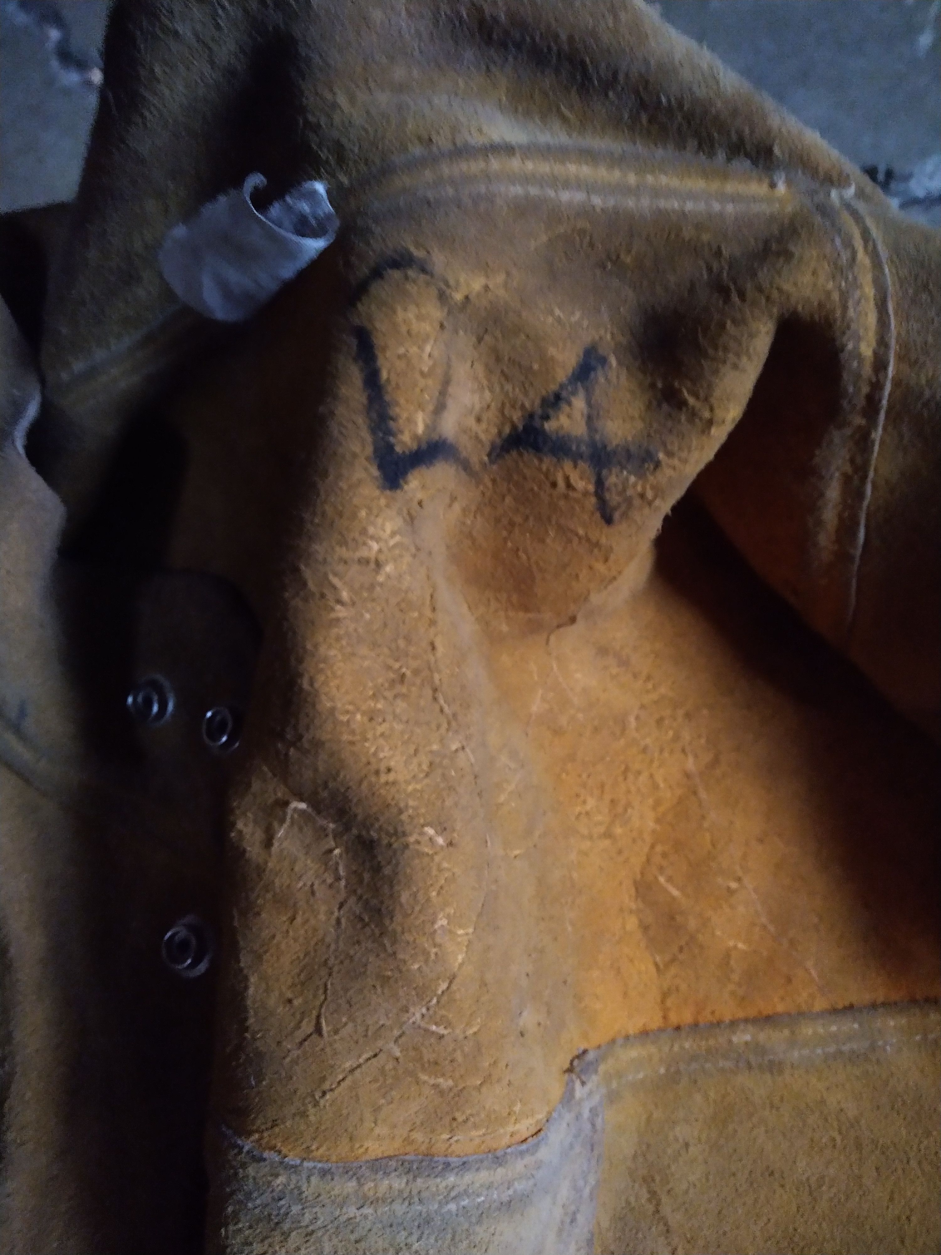 Genuine Leather Vintage Suede Jacket 3XL XXL Yellow Leather Welding Button Size US XXL / EU 58 / 5 - 5 Thumbnail