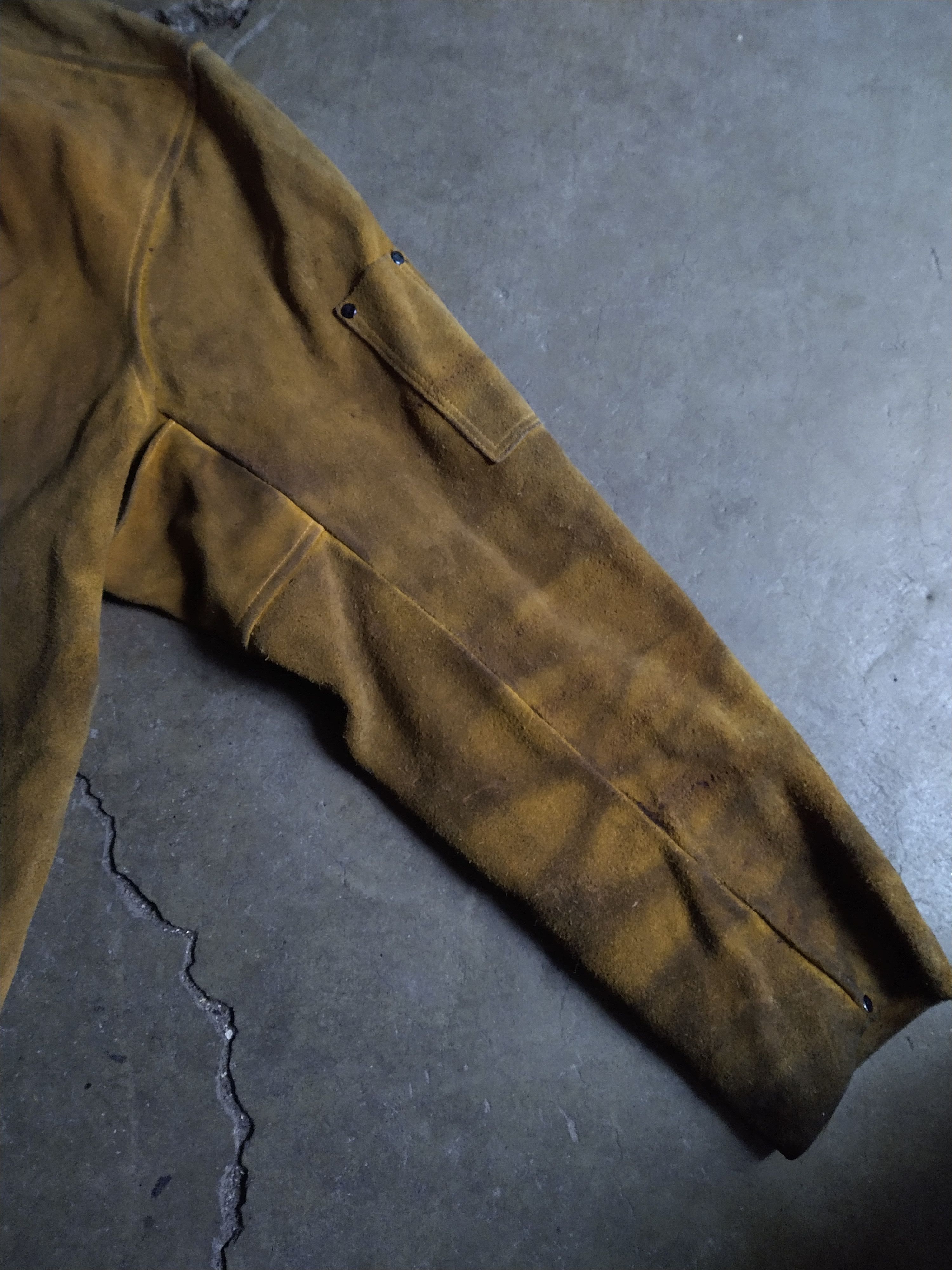 Genuine Leather Vintage Suede Jacket 3XL XXL Yellow Leather Welding Button Size US XXL / EU 58 / 5 - 10 Thumbnail
